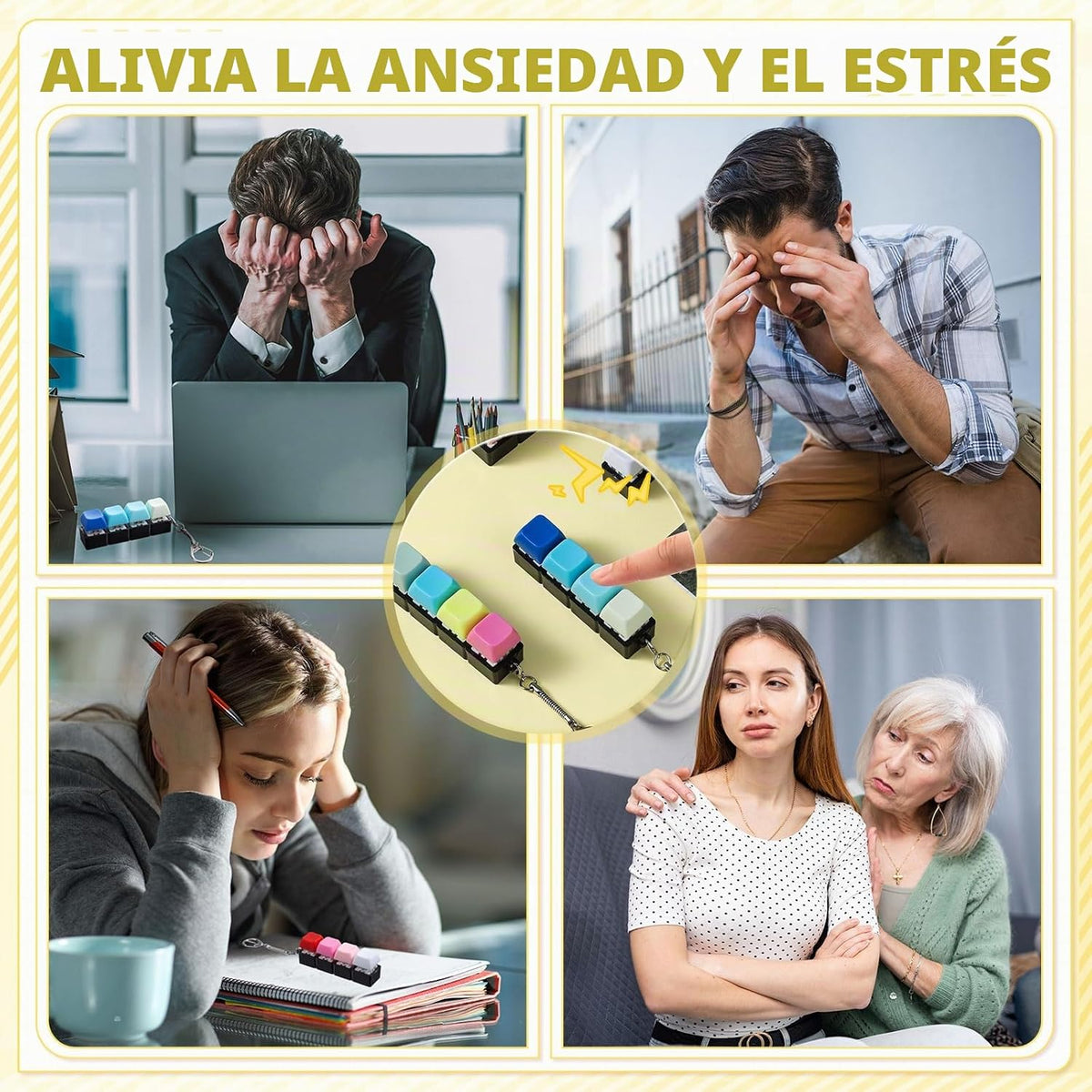Halloscume 4 piezas de juguete para ansiedad con teclado, 4 en 1 Cl...