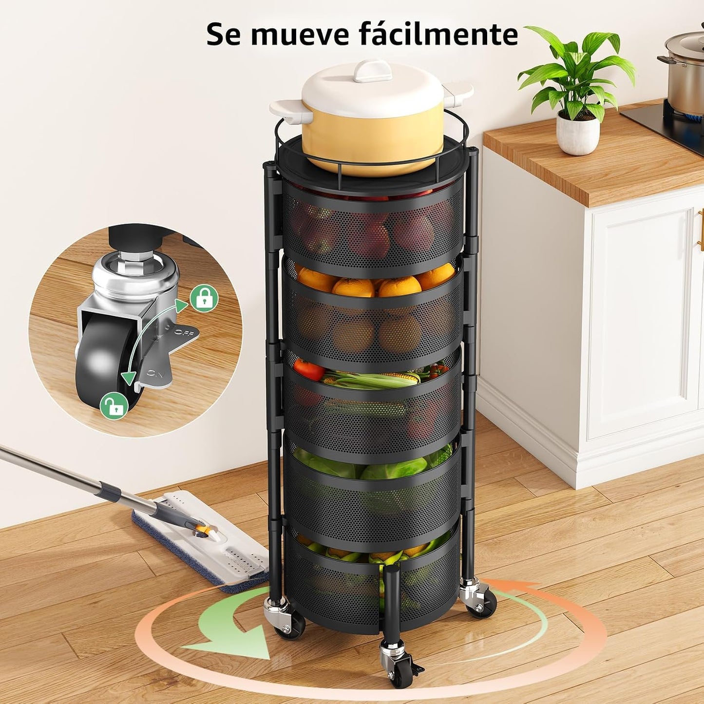 SAYZH Cesta de frutas y verduras para cocina, estante de almacenami...
