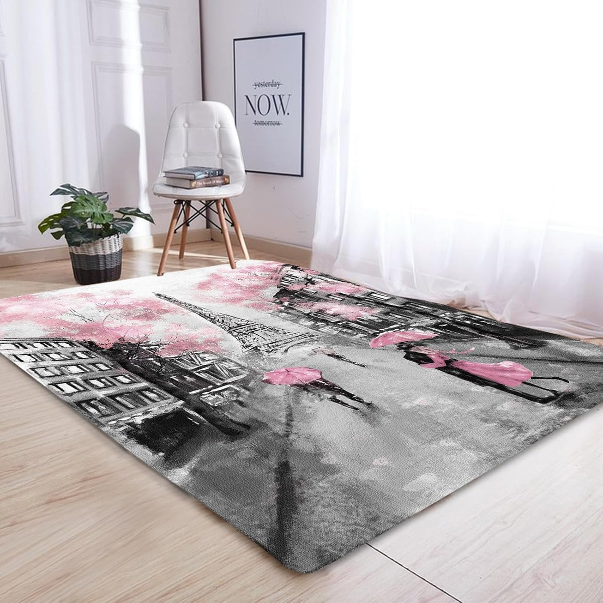 kxry Alfombras de Área Suaves de 4 x 6 Pies Rosa Torre Eiffel de Pa...