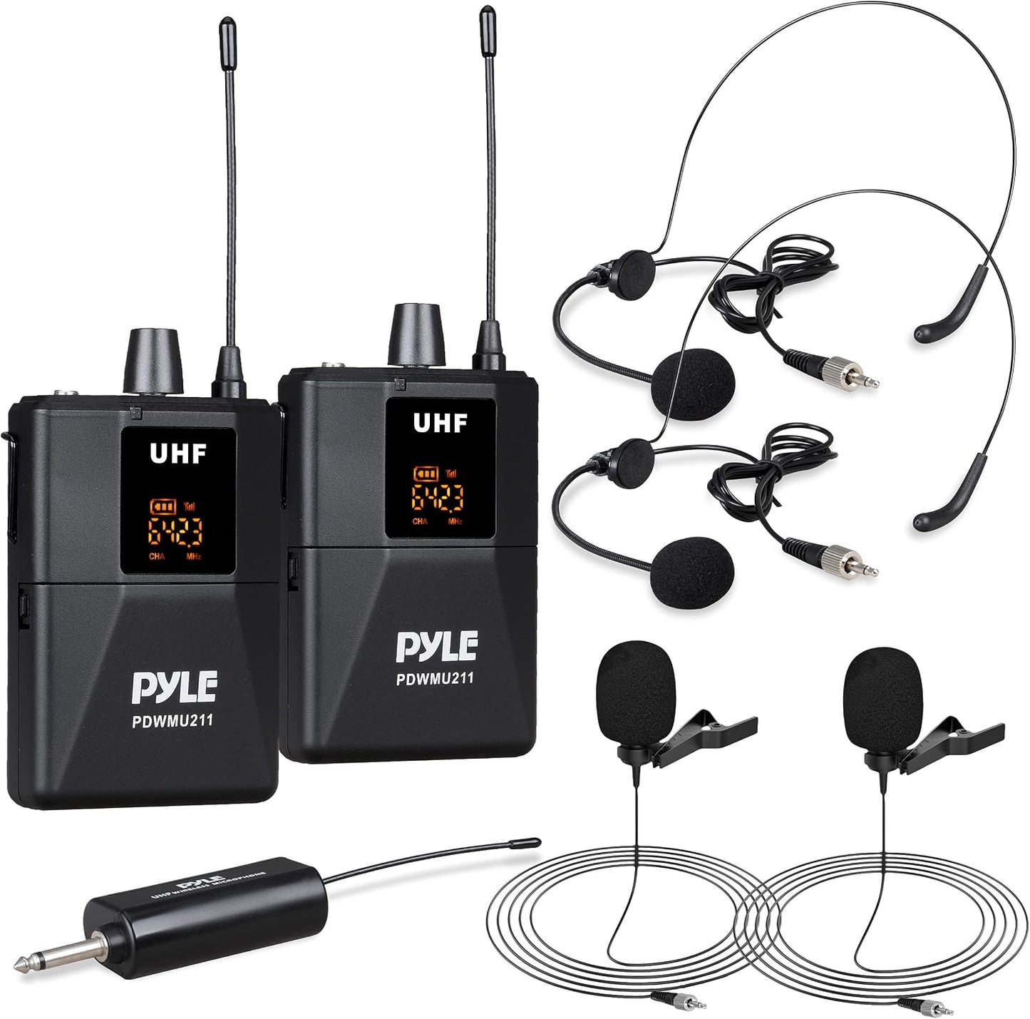 Pyle Pyle PDWMU211 - Sistema de micrófono dual UHF inalámbrico prof...