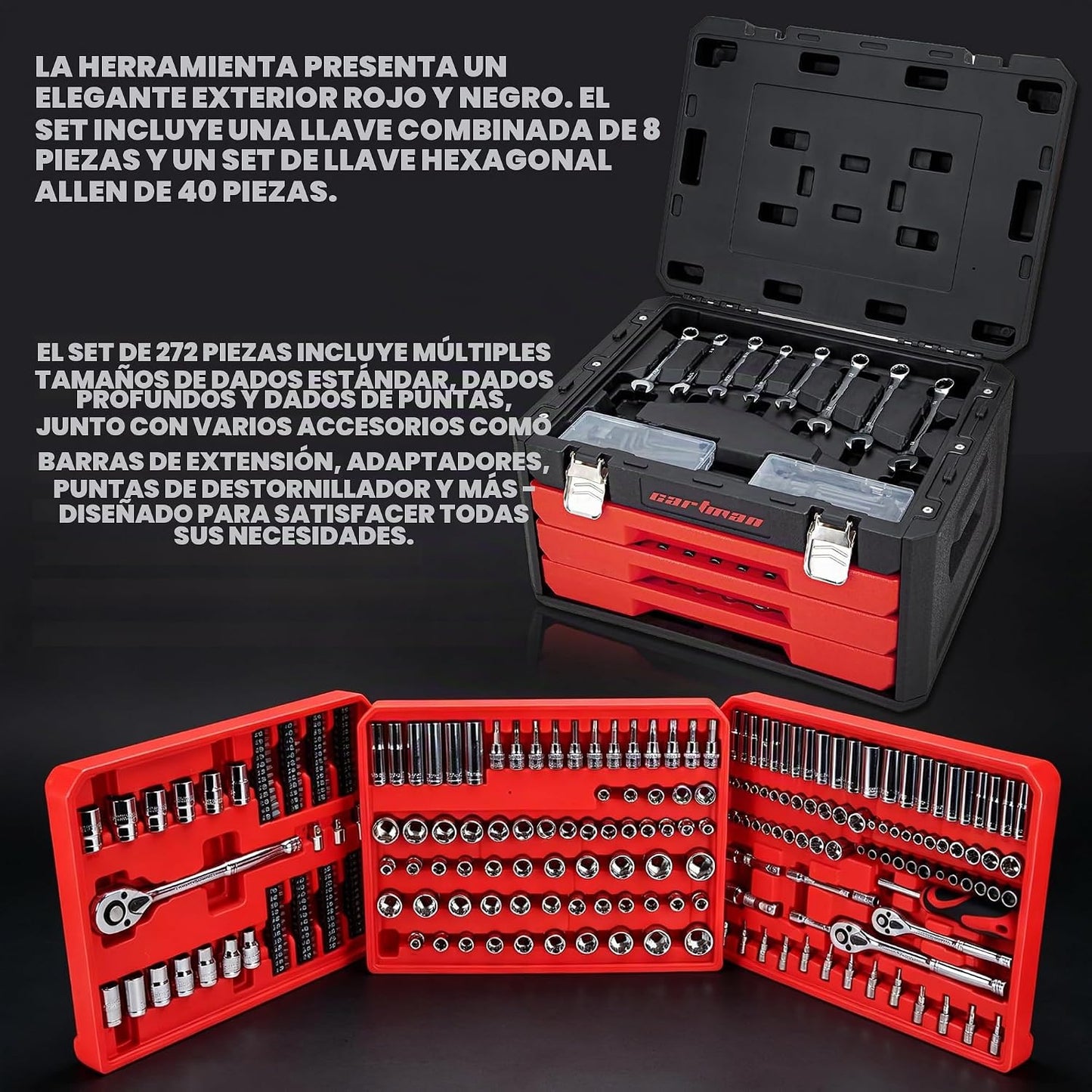 CARTMAN Juego de herramientas mecánicas profesionales de 320 piezas...