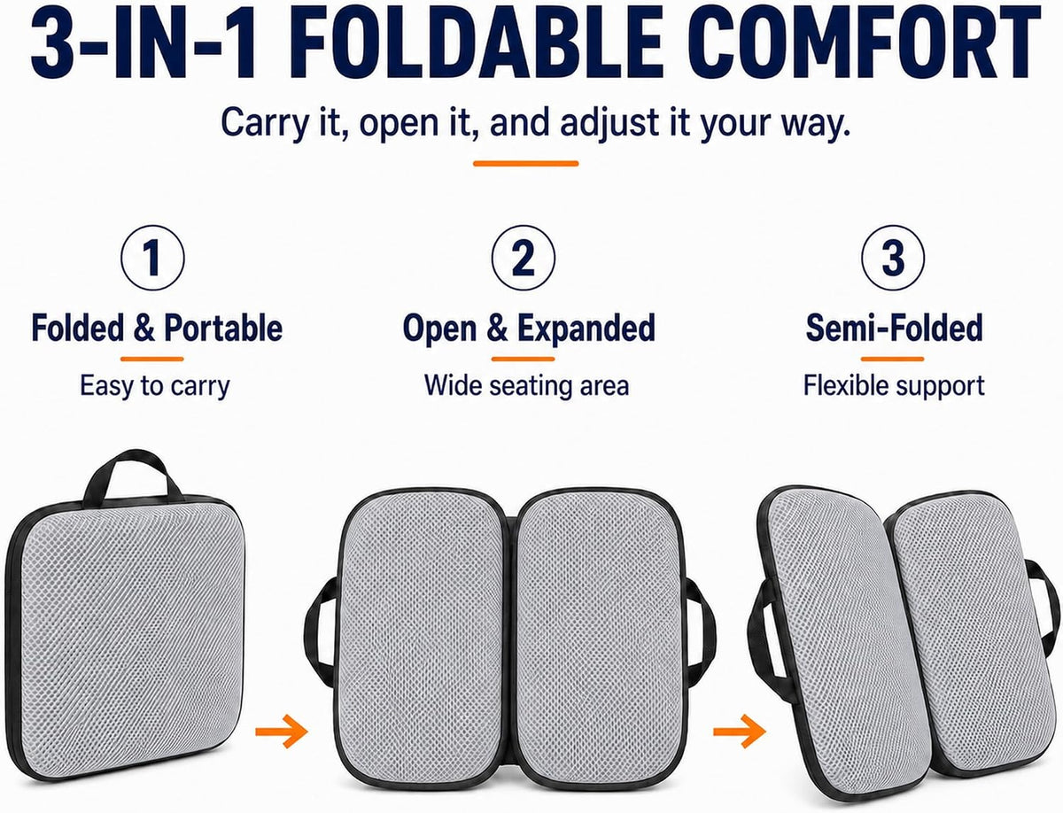 Sojoy Cojín de asiento de gel plegable 3 en 1 con cojín de asiento...