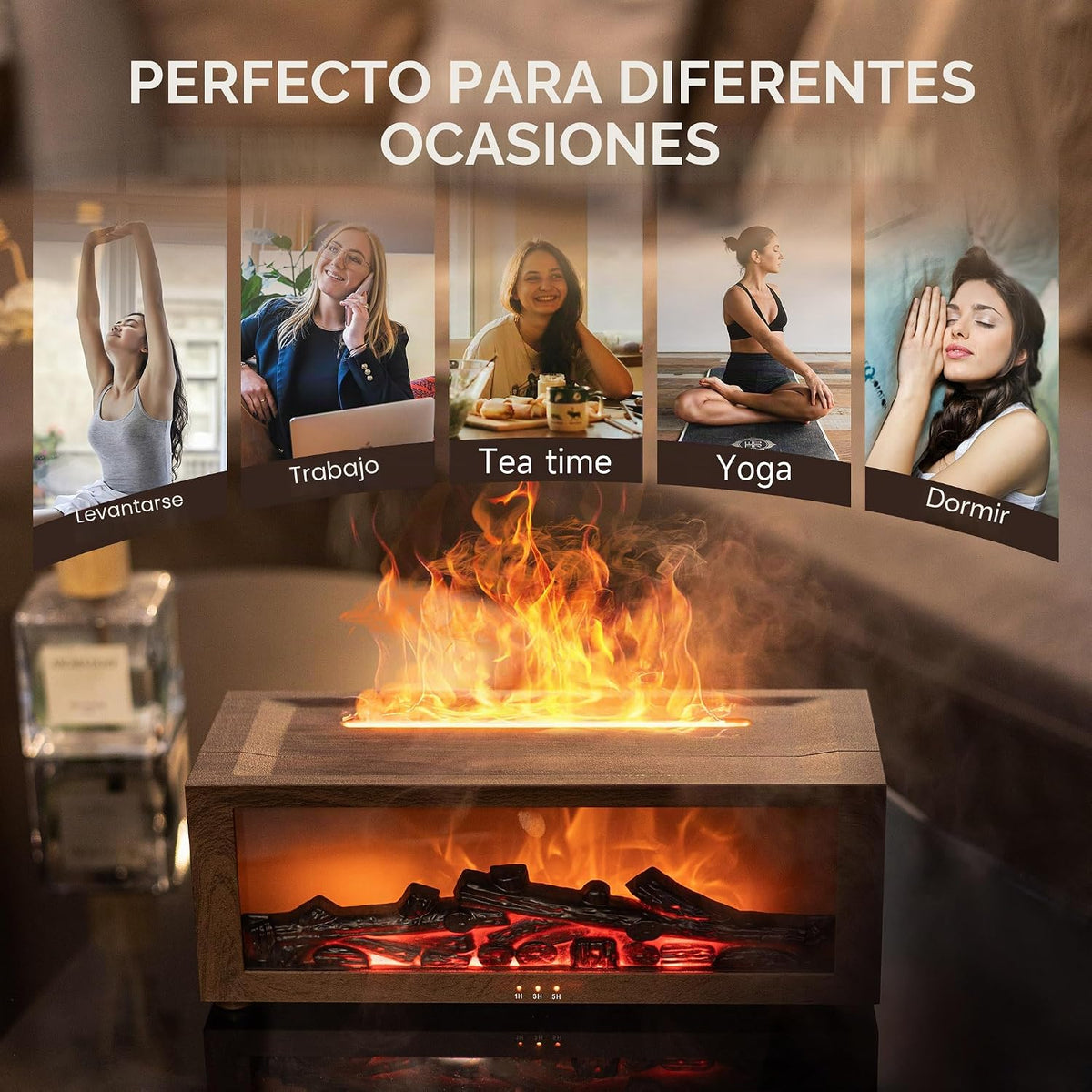 TMEHM Humidificador difusor de aire de llama para chimenea, difusor...