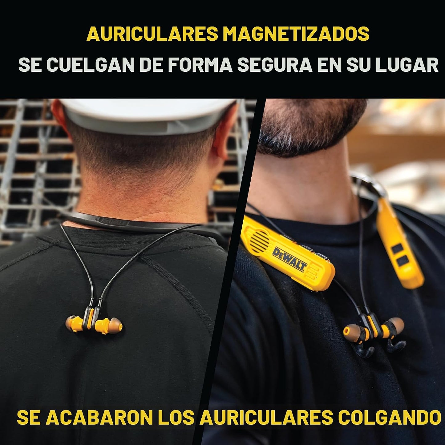 DEWALT Auriculares de cuello Bluetooth 2-en-1 de alta resistencia c...