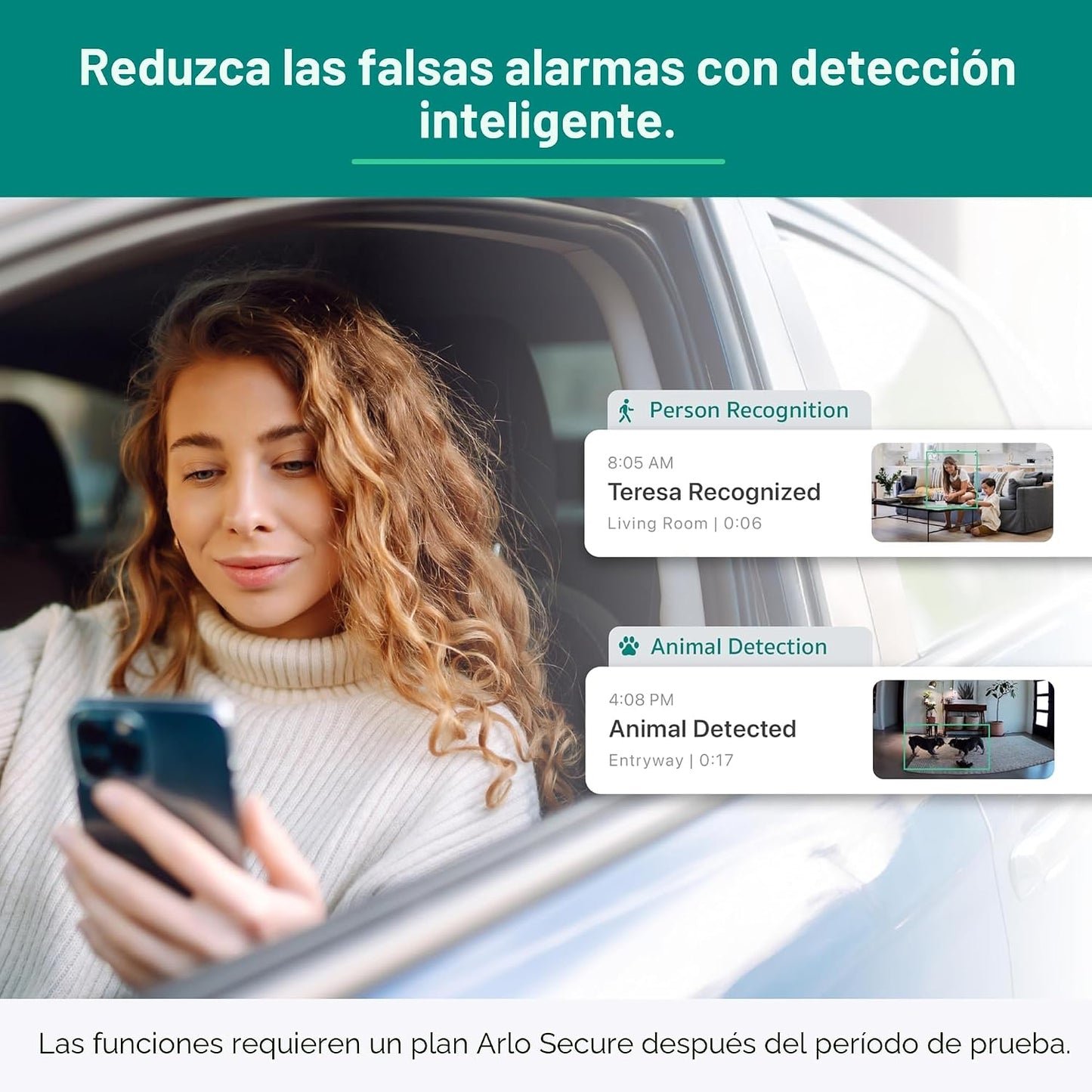 Arlo Cámara de seguridad Essential para interiores con zoom panorám...