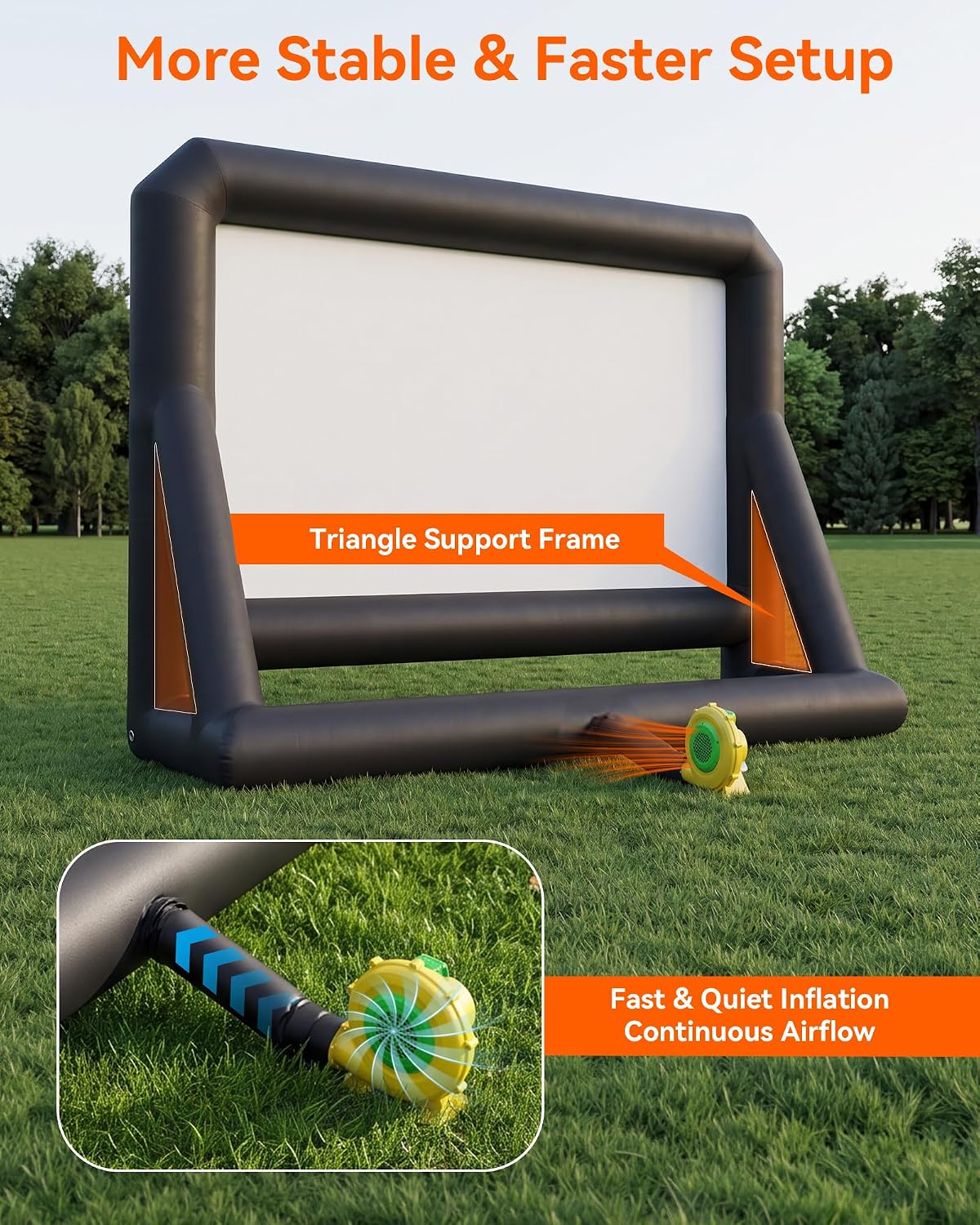 Pantalla de película inflable, pantalla de proyector inflable de 24...