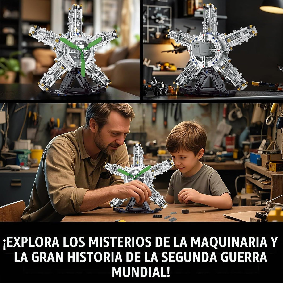 BseSparklion Juego de construcción de motor radial de 5 cilindros,...