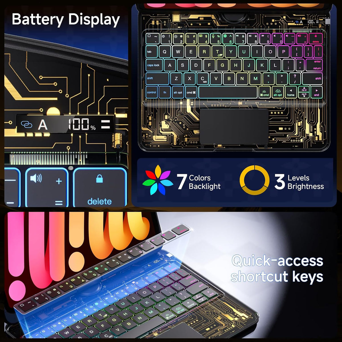 Tiaota Funda transparente con teclado inalámbrico para iPad mini 7...