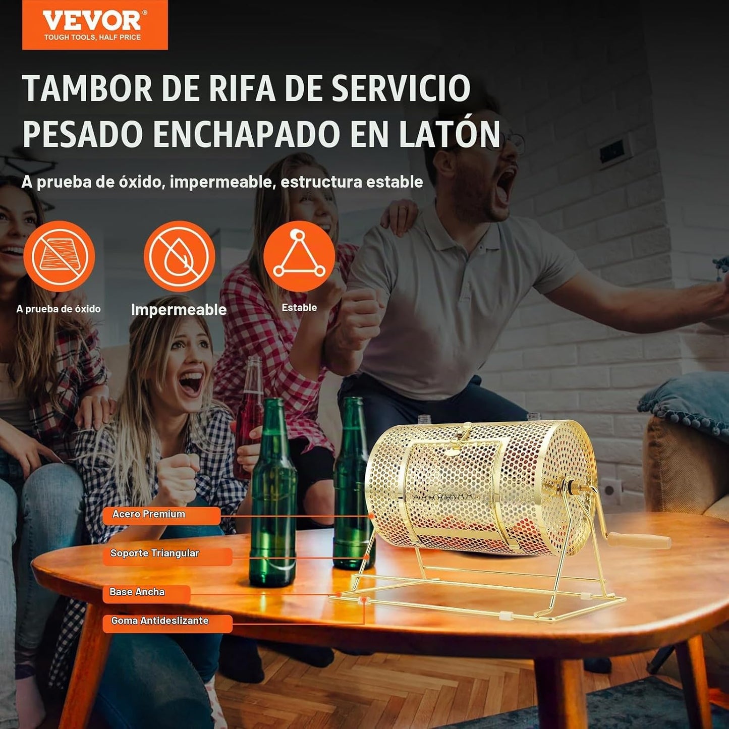 VEVOR Girador de Boletos de Rifa \u2013 Tambor de Rifa de 12 x 8 Pu...