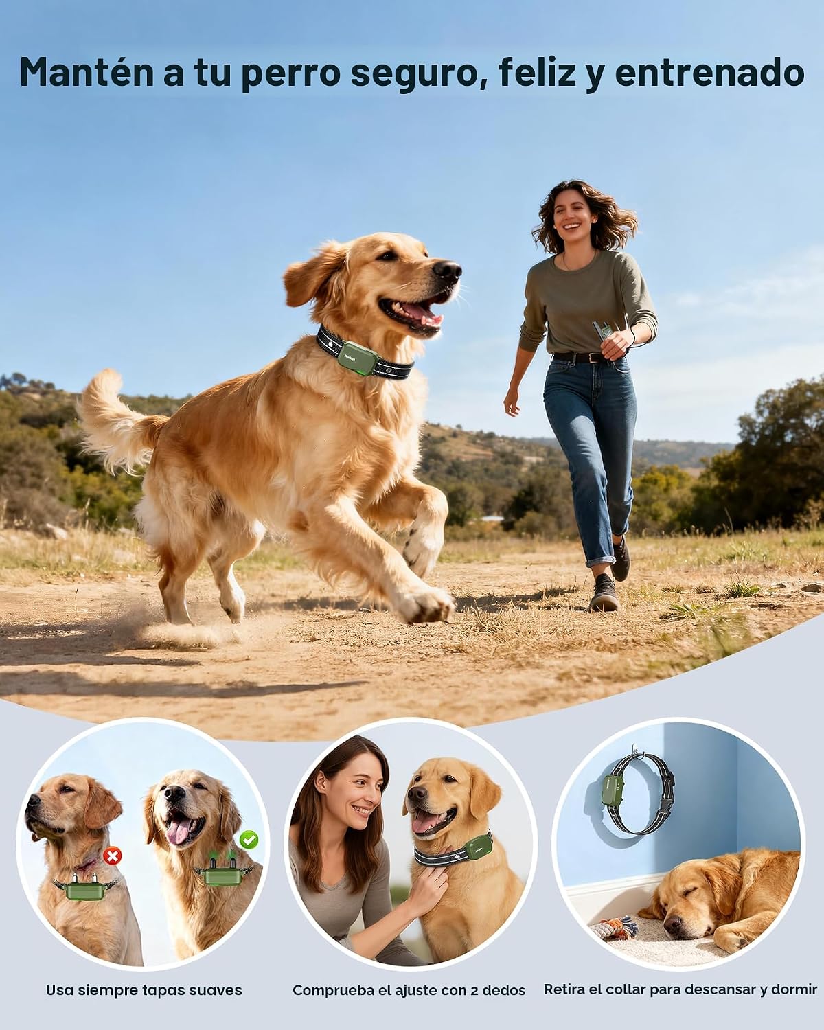 Jugbow Collar de choque para perro, collar de entrenamiento para pe...