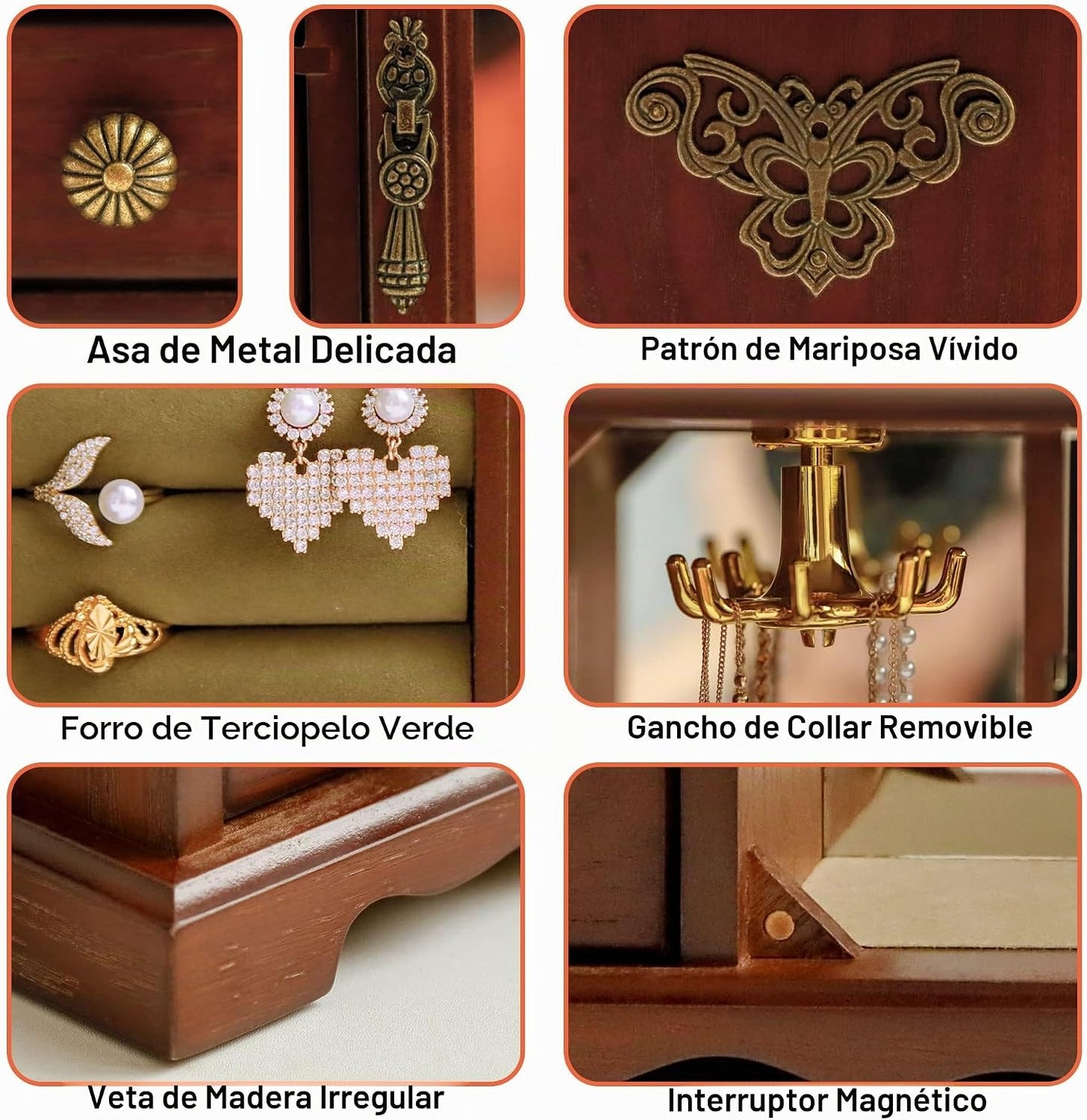 Kendal Caja de Joyería de Madera para Mujeres, Organizador de Joyas...