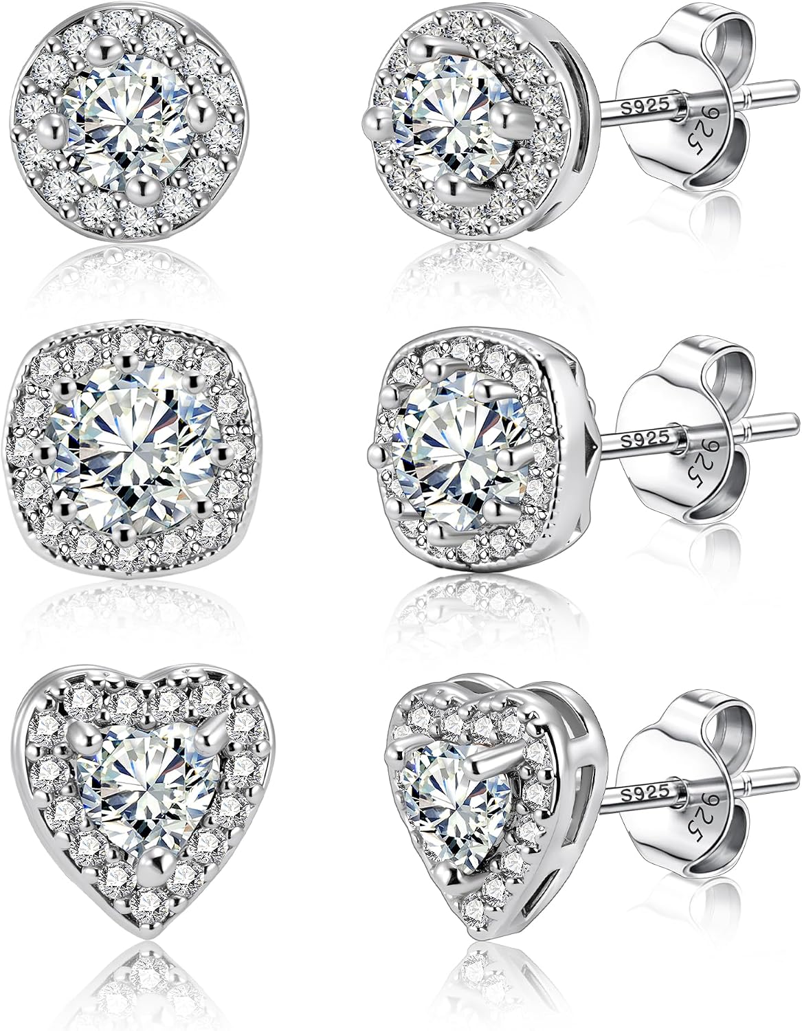 ALEXCRAFT Aretes de tuerca de plata de ley para mujeres y niñas, ci...