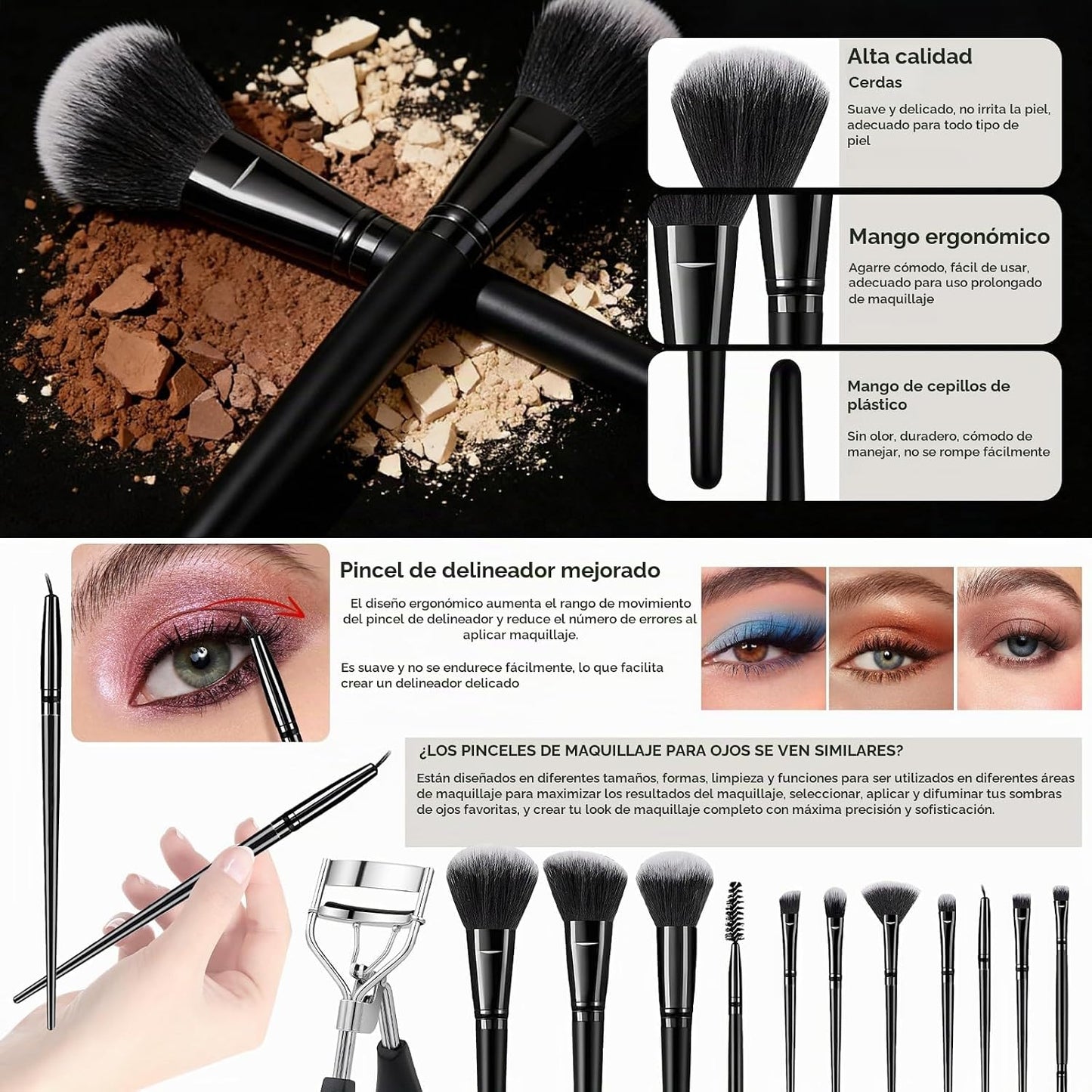 CLRDZN Juego de brochas de maquillaje, 62 brochas de maquillaje pro...
