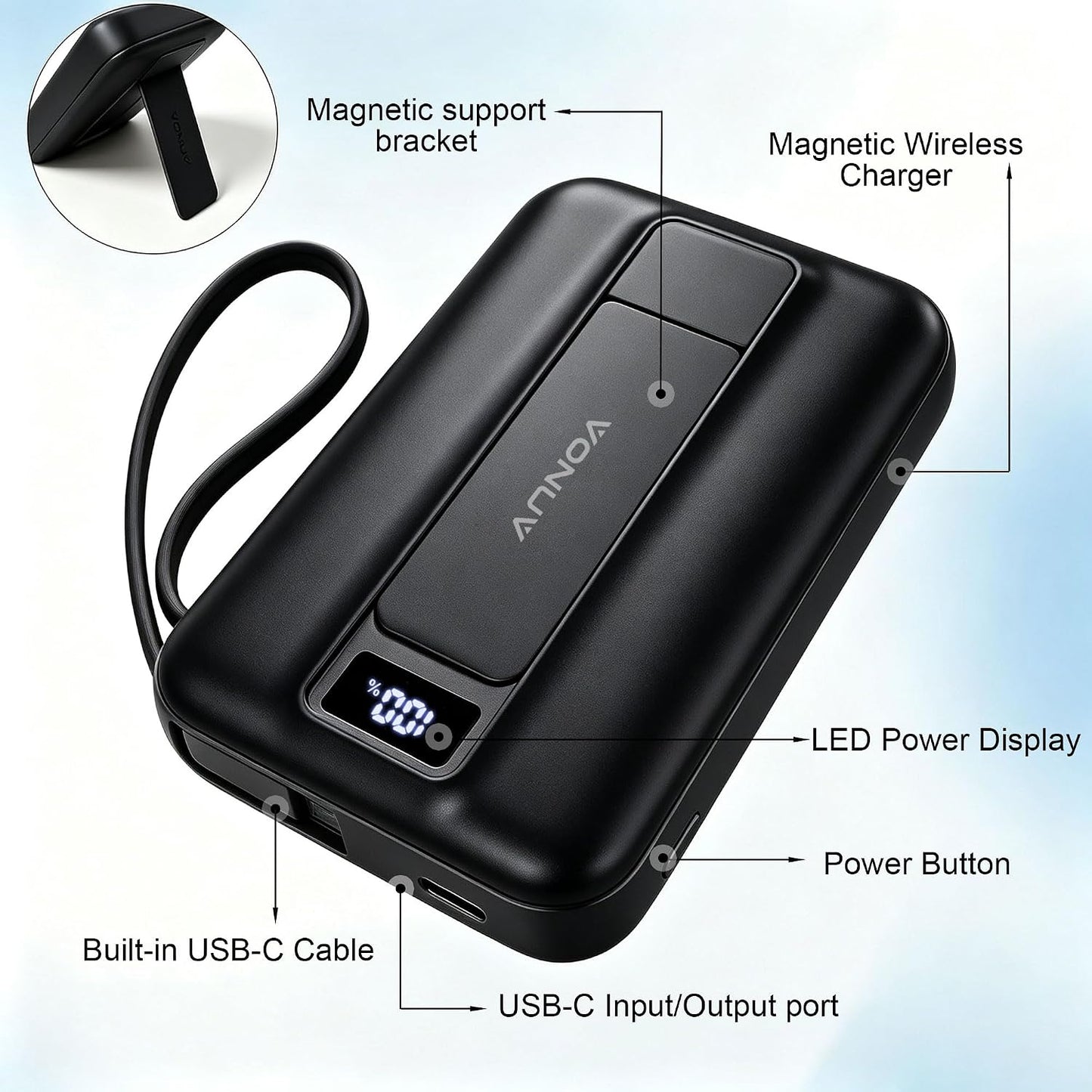 VONUV Banco de energía magnético de 10000 mAh, cargador rápido con...