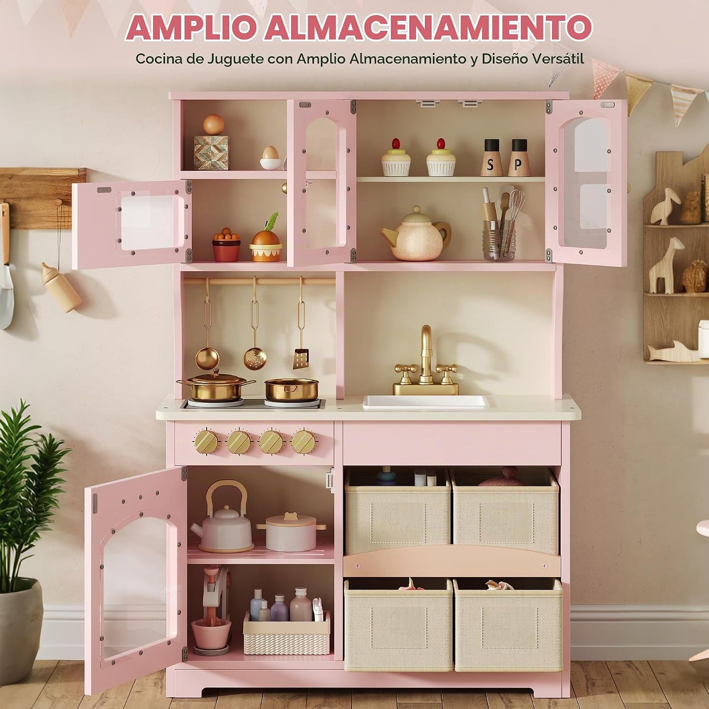 knoworld Cocina de Juguete para Niños, Juego de Cocina de Madera co...