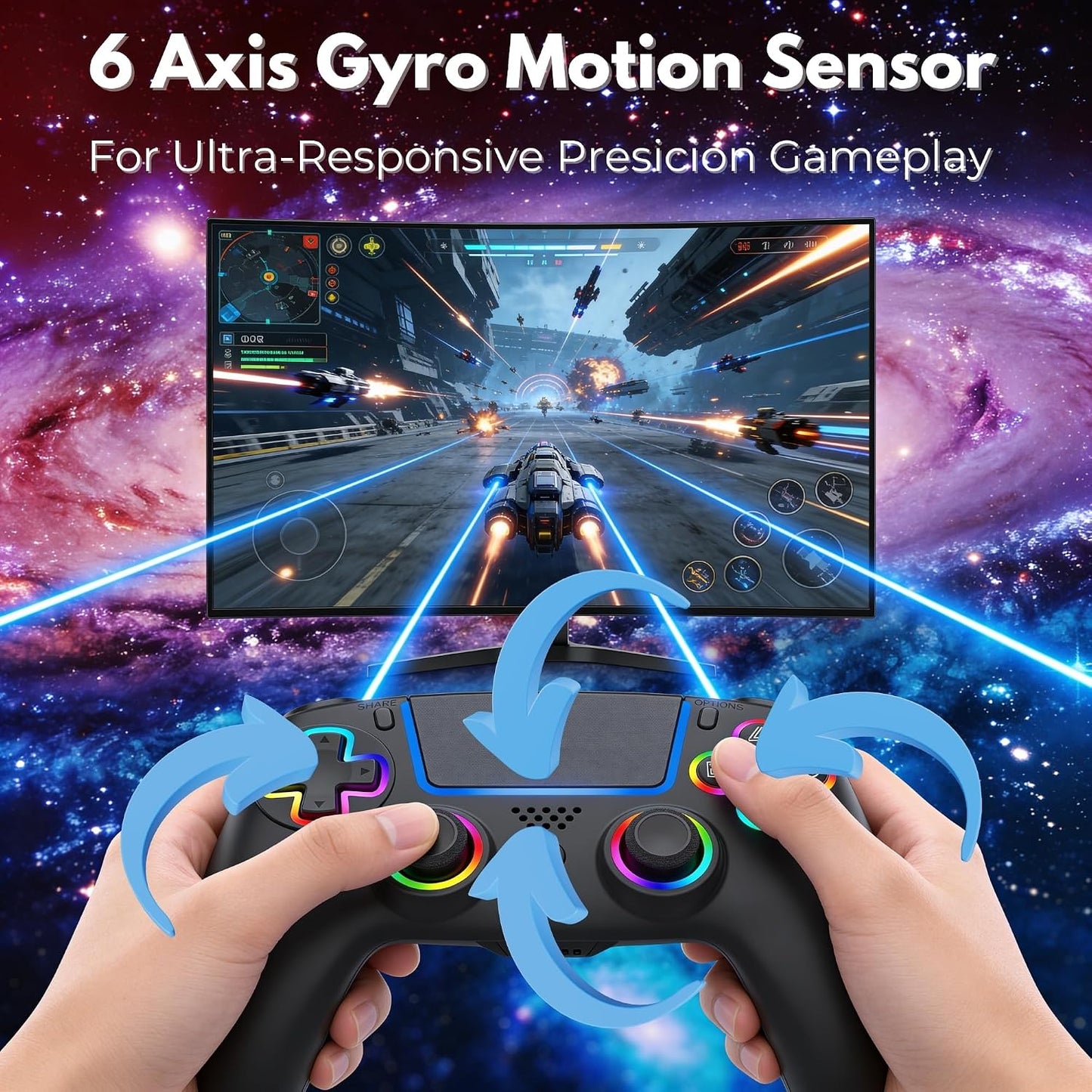 NEVORK Mando Inalámbrico para Consola PS5 y PC, Joysticks Efecto Ha...
