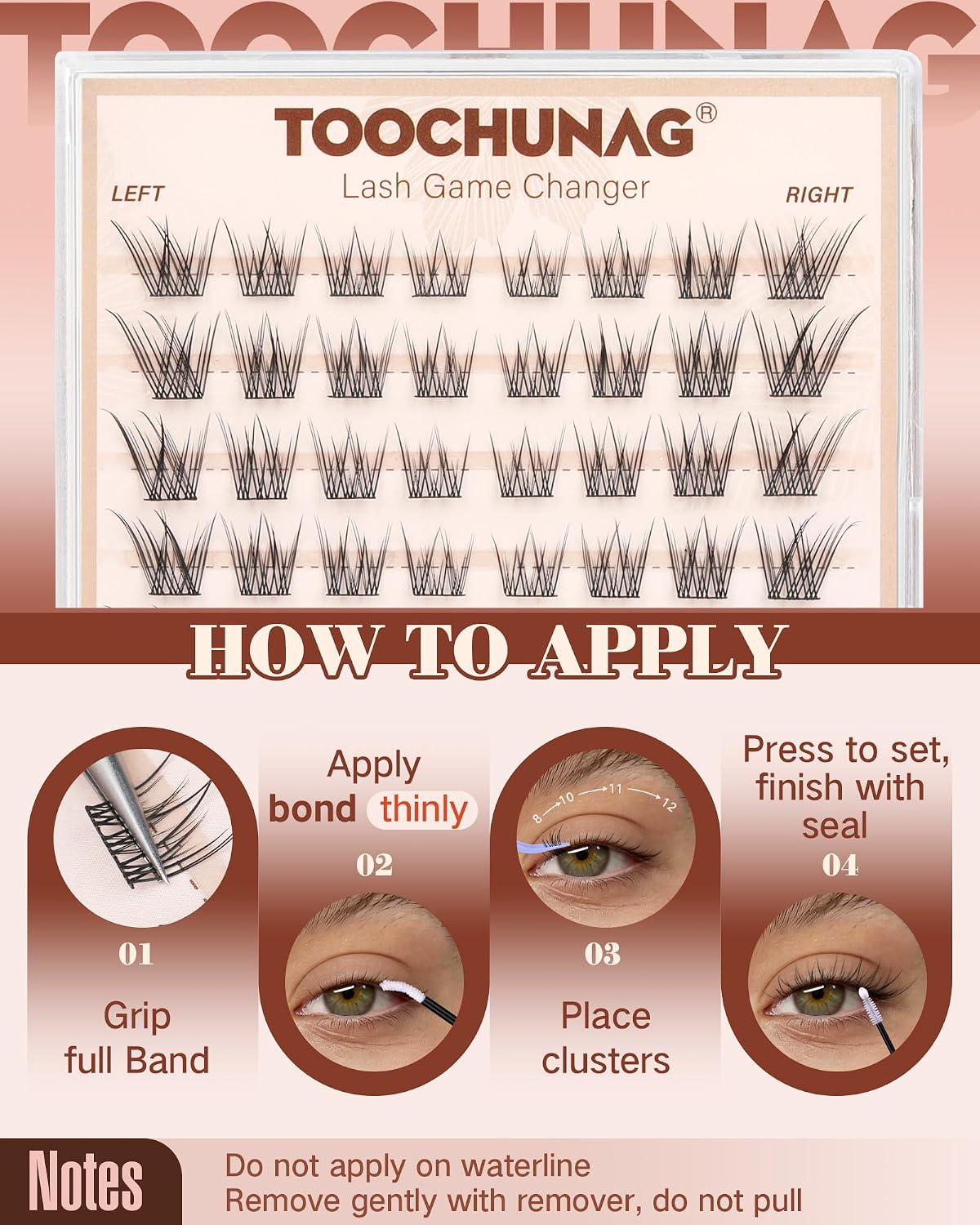 TOOCHUNAG Extensiones de pestañas naturales de 0.315 a 0.472 pulgad...