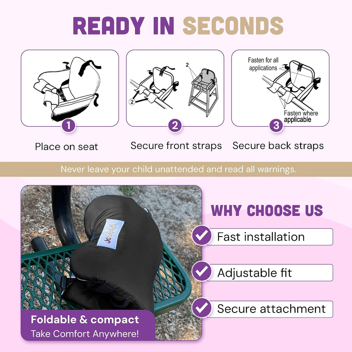 JoSeat Funda de asiento para carrito de compras, color negro | Prot...