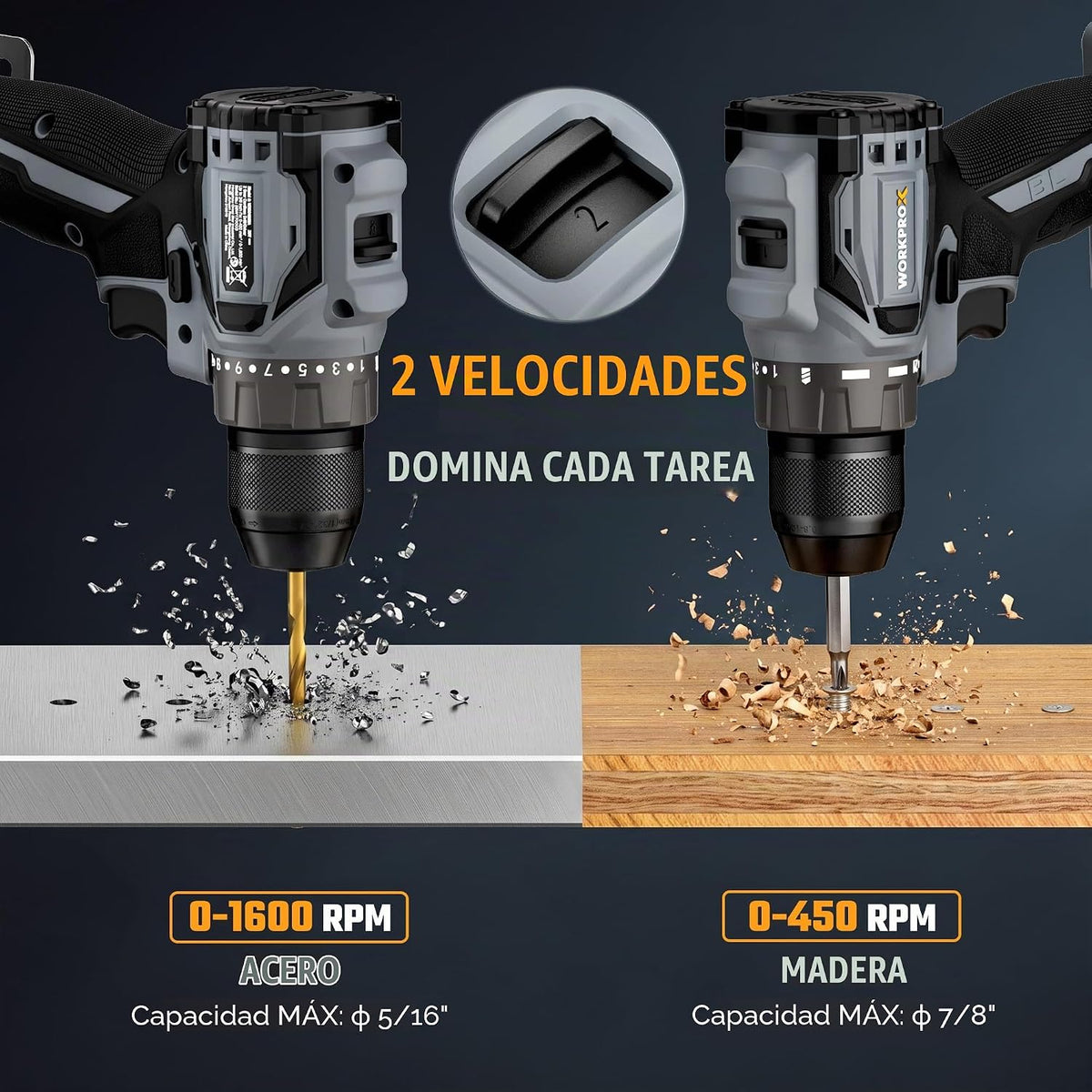 WORKPRO Kit combinado de taladro inalámbrico y destornillador de im...