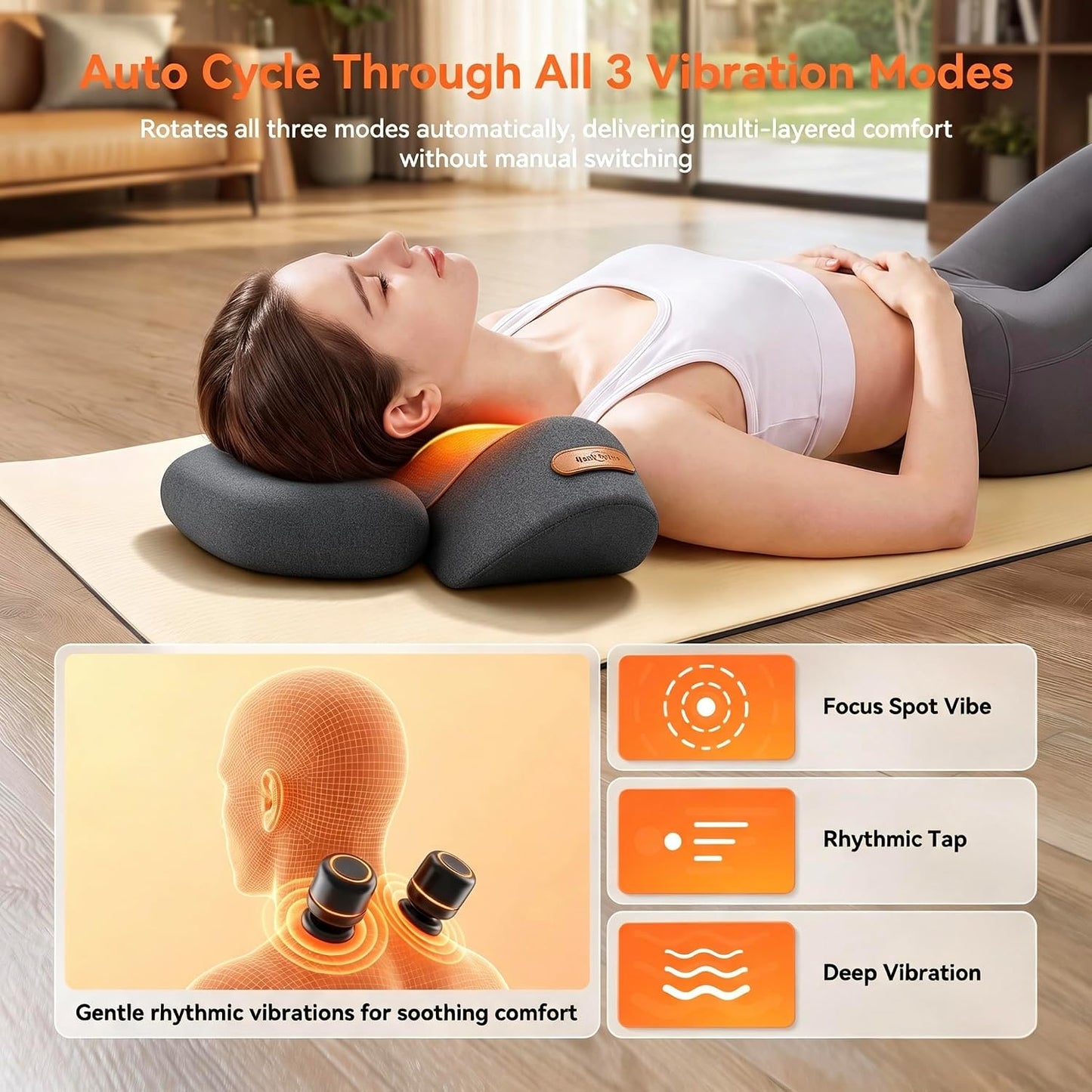 Almohada masajeadora de cuello inalámbrica 3 en 1 con calor, vibrac...