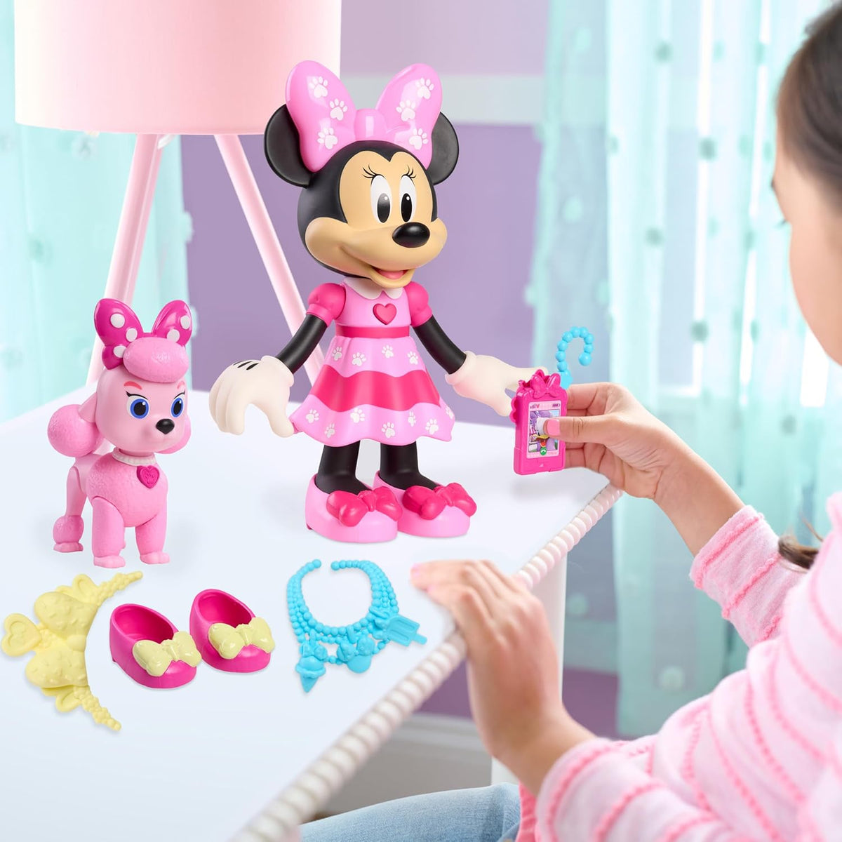 Disney Jr. Minnie Mouse Pet Fun Doll, muñeca Minnie articulada de 1...