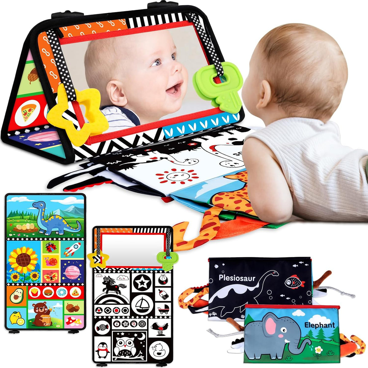 Tummy Time Baby Mirror Toys: Montessori - Juguete infantil recién n...