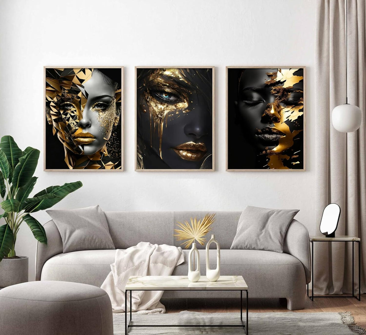 Arte abstracto de mujer negra en lienzo para pared, pintura de muje...