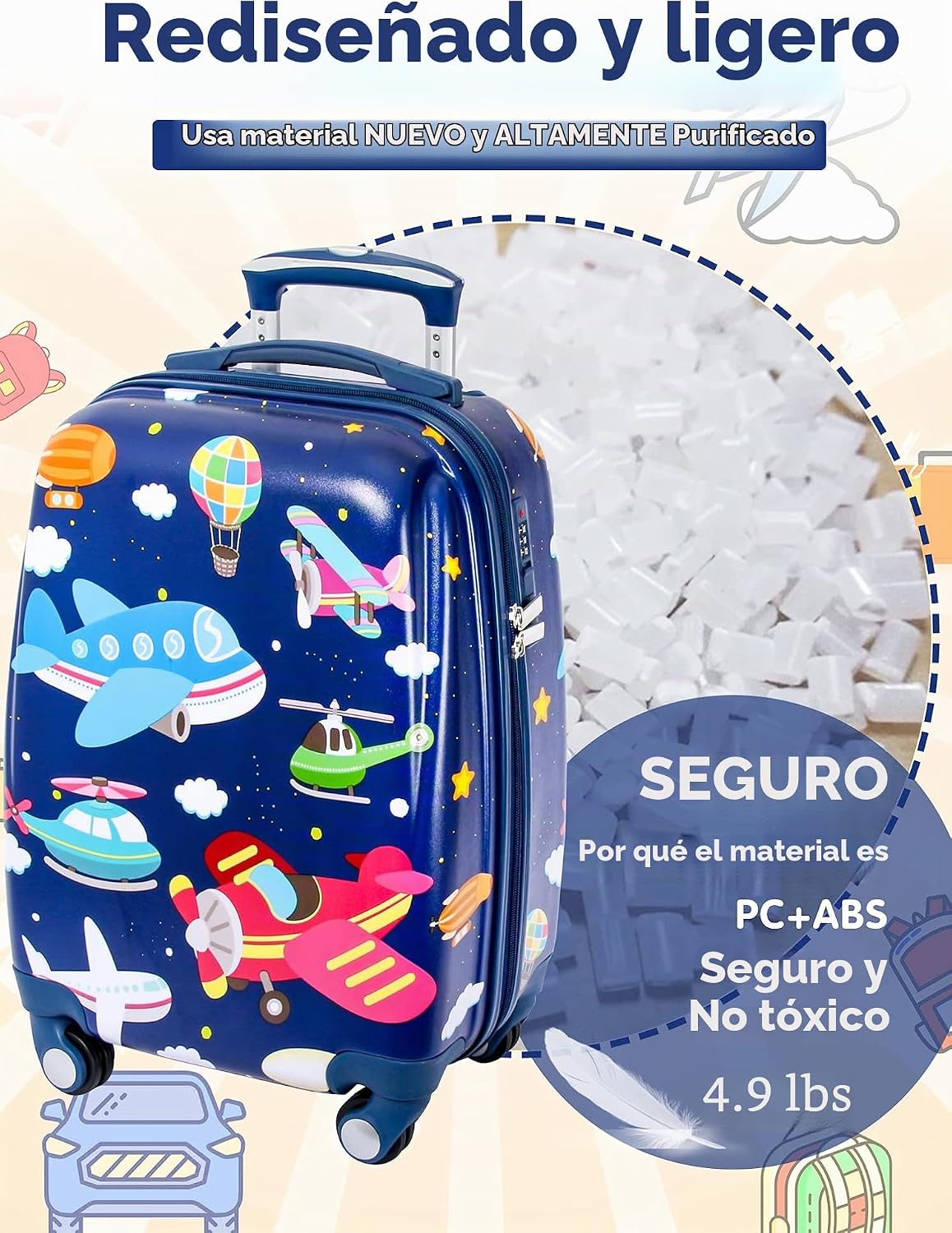 GURHODVO Equipaje de Mano para Niños Maleta con Ruedas para Niños c...
