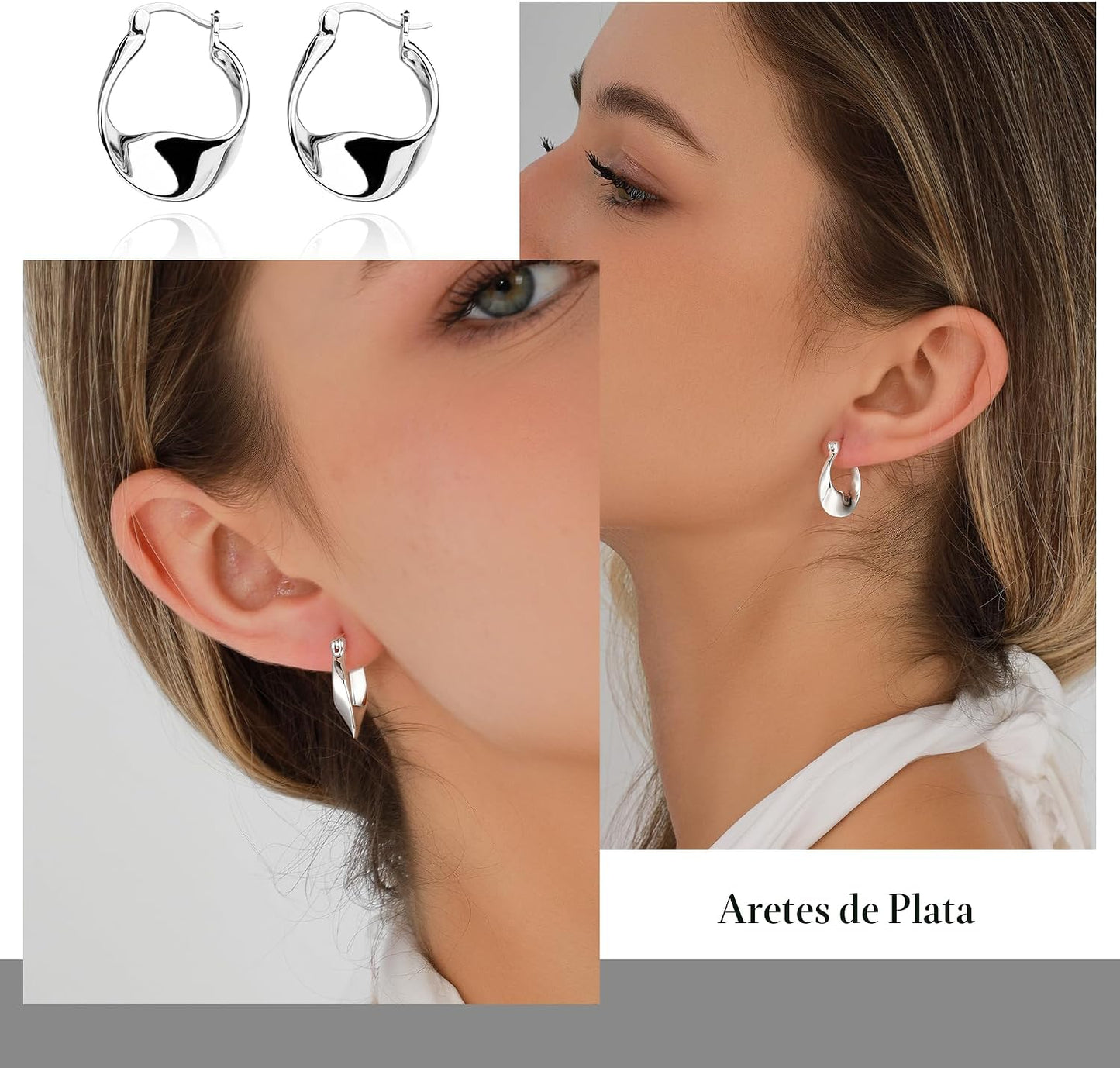Aretes de Plata de Ley 925 Aretes de Aro de Plata para Mujeres Aros...