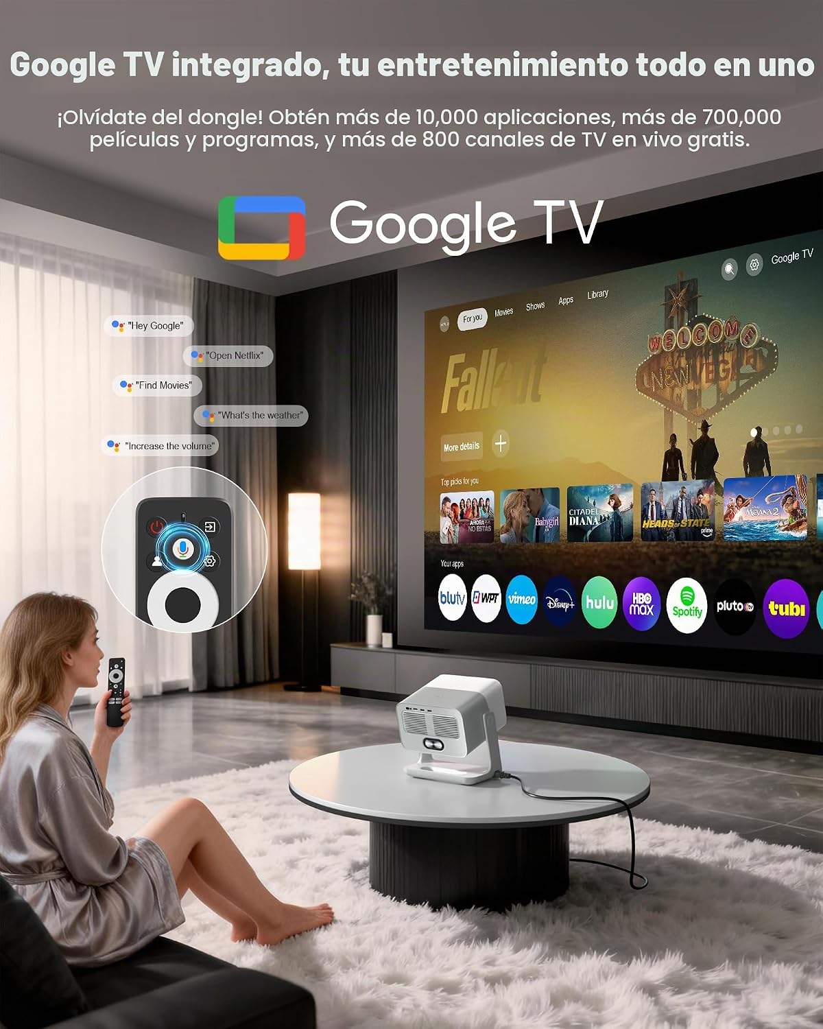 Google TV con licencia oficial: proyector inteligente 4K con WiFi y...