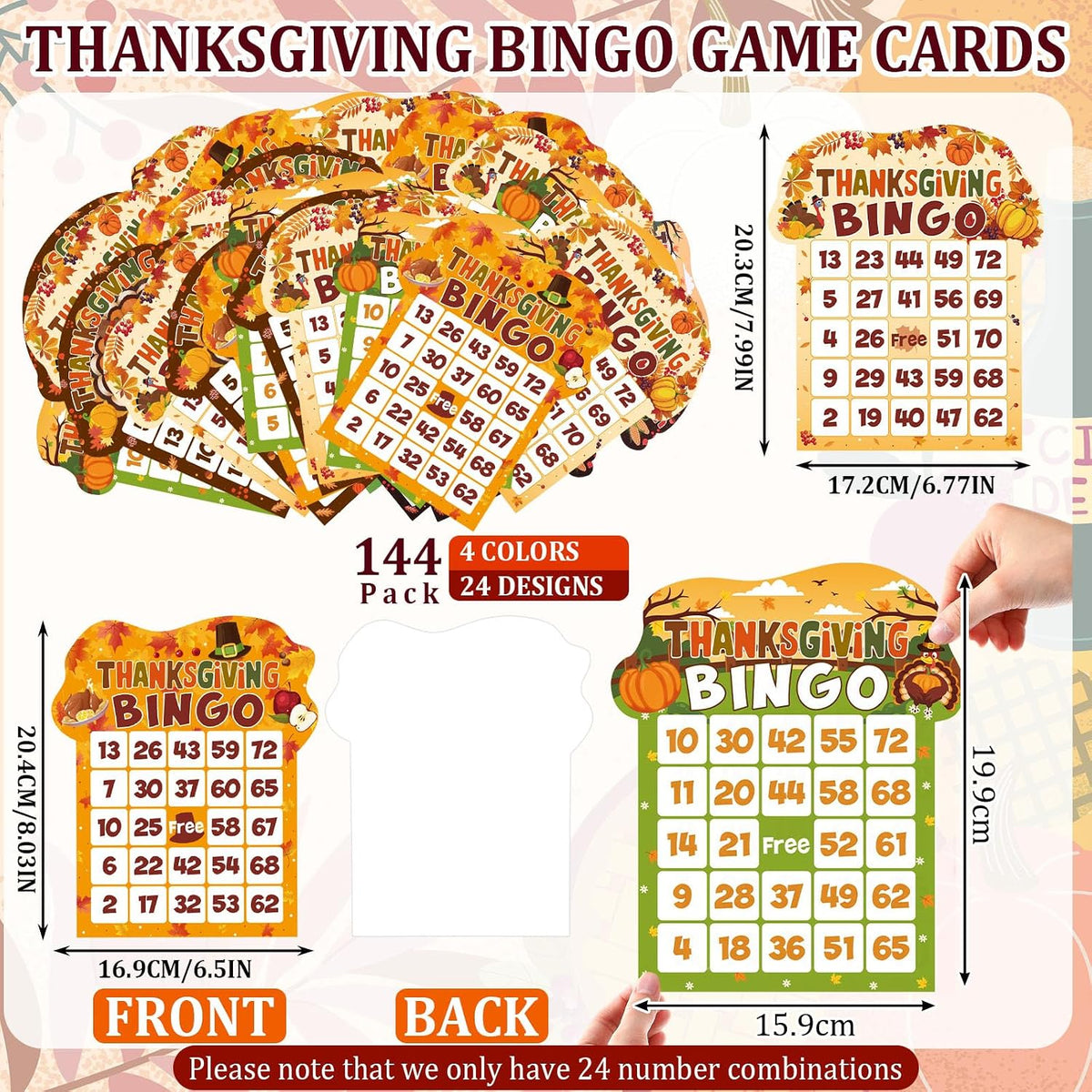 Eersida Paquete de 192 tarjetas de juego de bingo y juego de dauber...