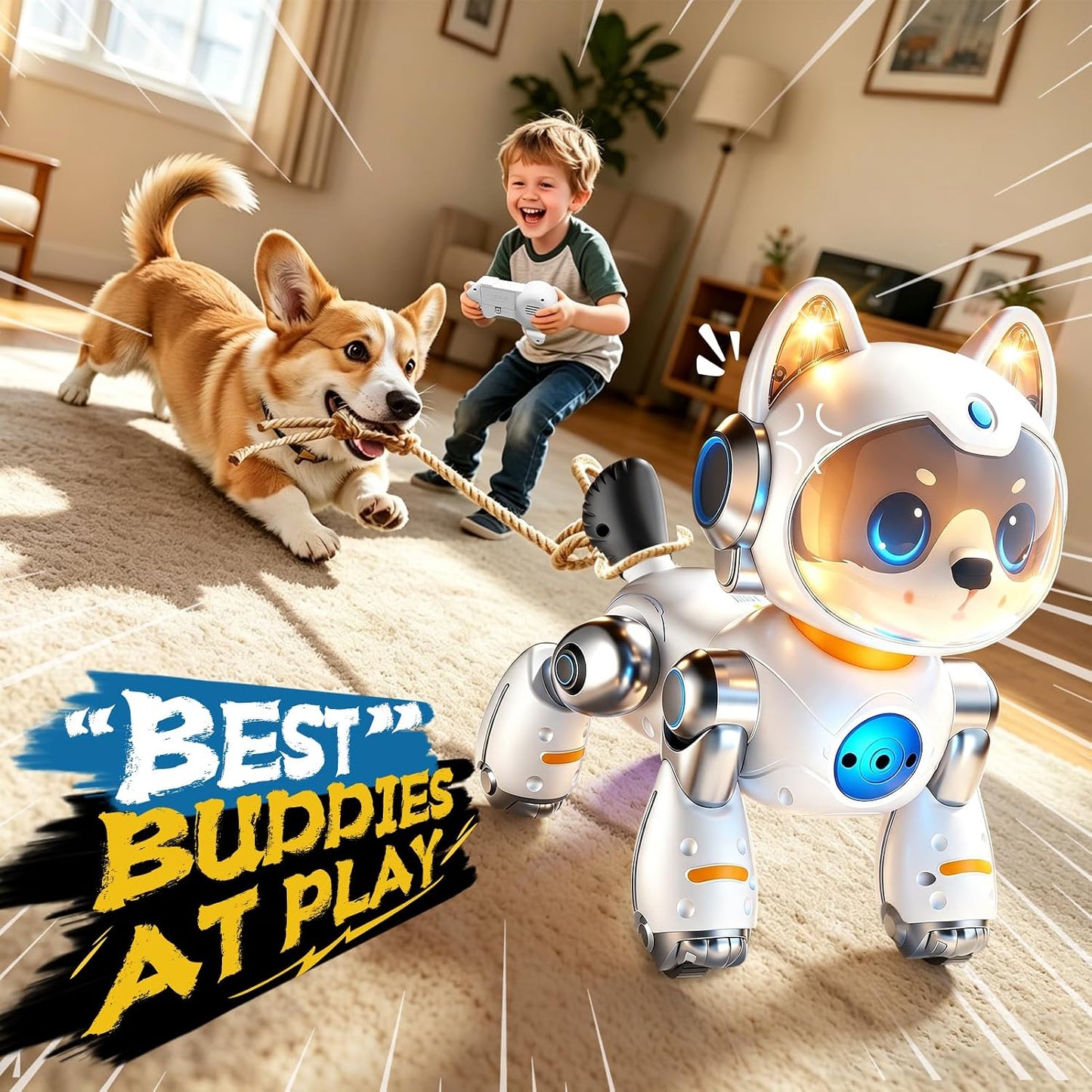 Eoyeskido Juguete robot inteligente programable para perro, 2.4 GHz...