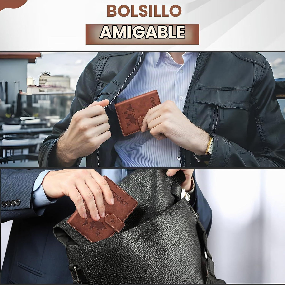 Soporte para pasaporte para artículos esenciales de viaje, funda ti...