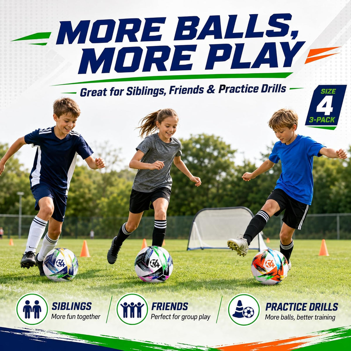 Innotoys Balón de fútbol tamaño 5, tamaño 4, tamaño 3, desinflado,...