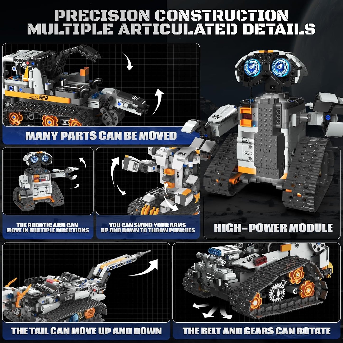 HPROMOT Kit de construcción de robot STEM 5 en 1, 688 piezas de jug...