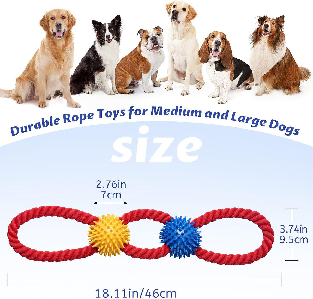 Aitmexcn Juguetes de cuerda para perros, juguetes resistentes de ti...