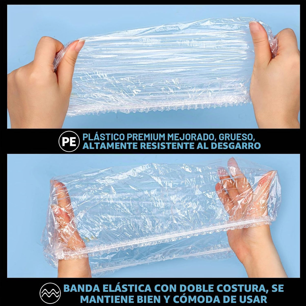 LEOBRO Gorro de ducha desechable grande, 100 PCS Gorro de ducha, go...