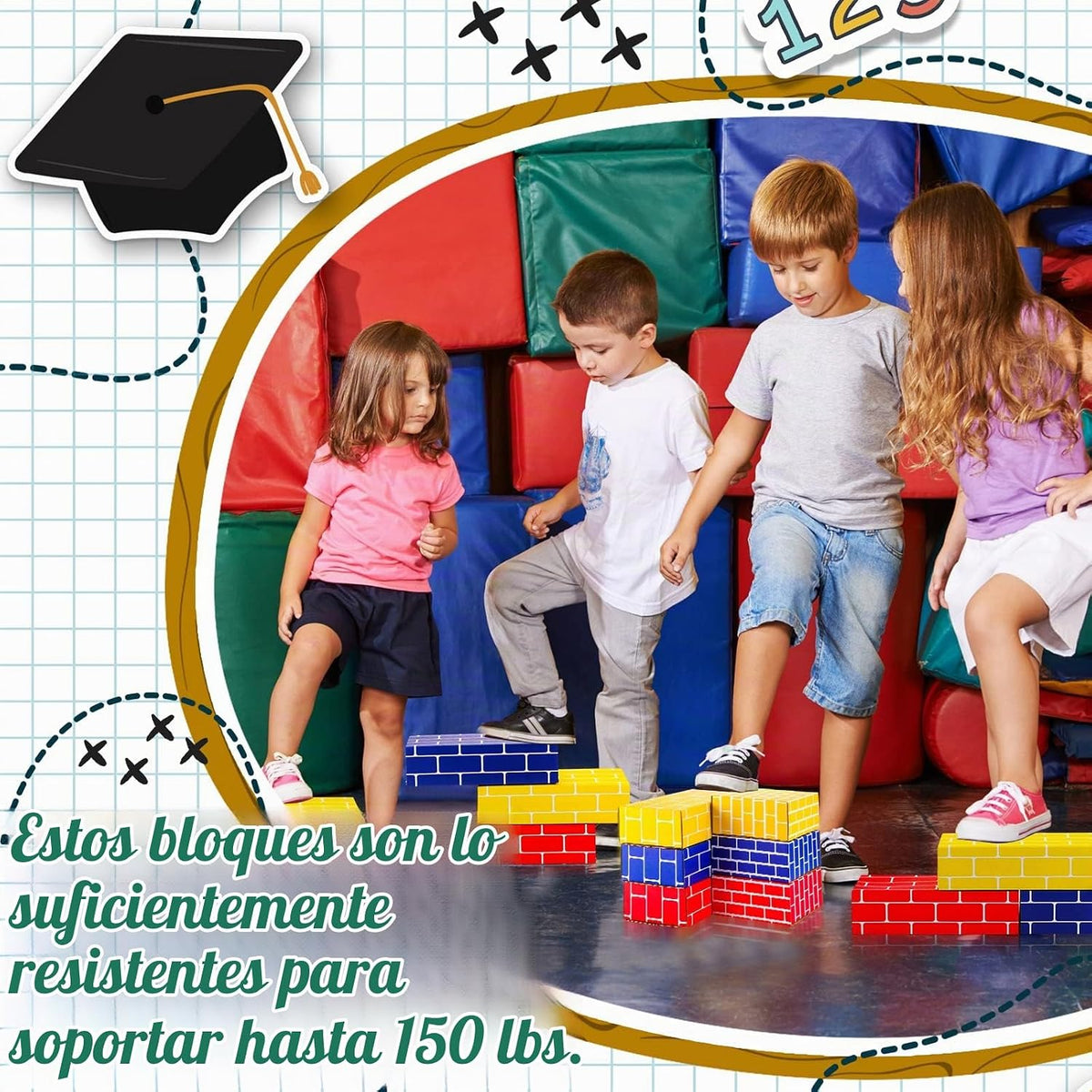Nuanchu 60 bloques de construcción de cartón para niños, formas clá...