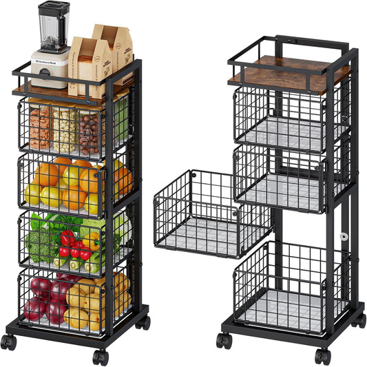 Carrito de almacenamiento de cocina de 4 niveles, carrito de almace...