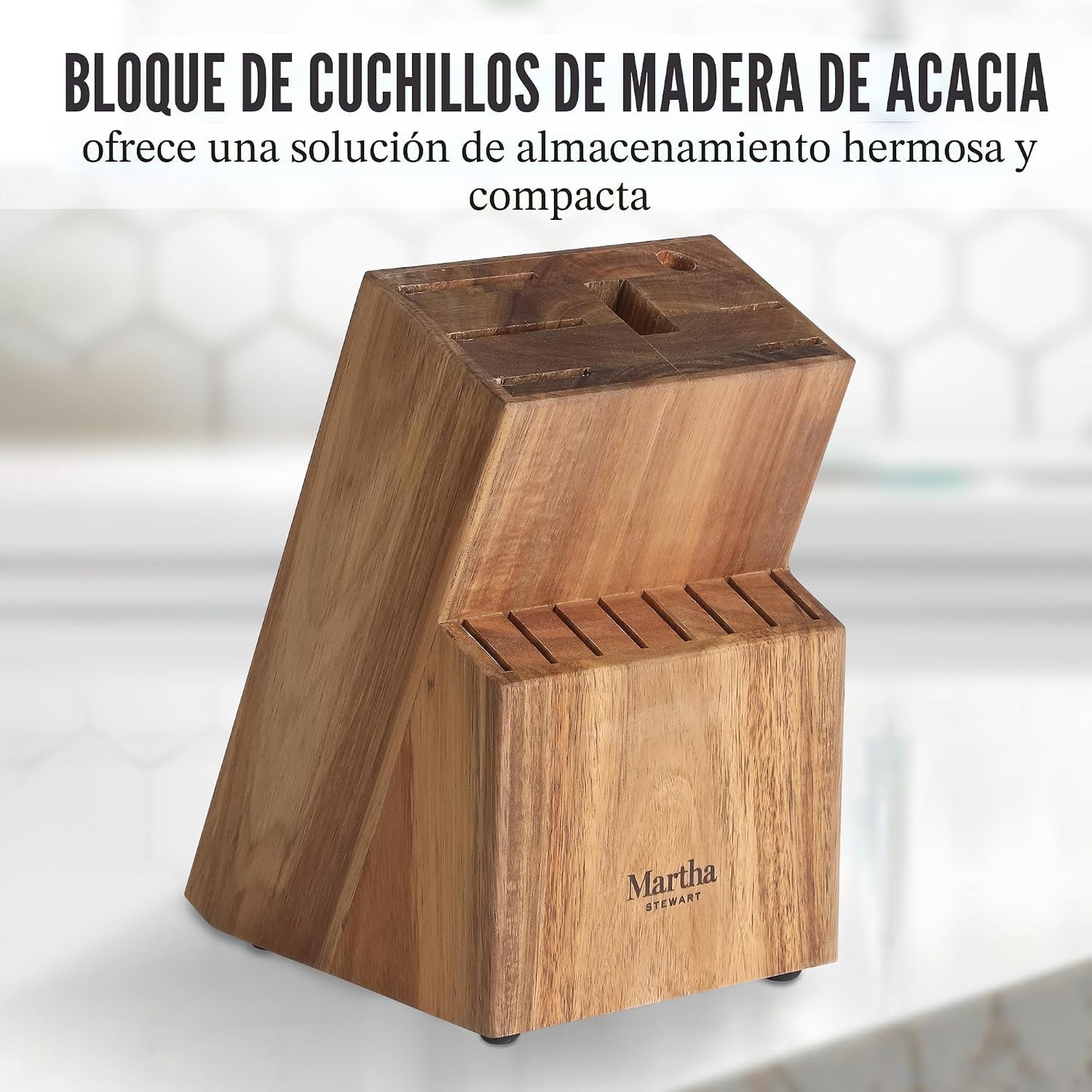 Martha Stewart - Juego de 16 cuchillos de cocina de acero inoxidabl...
