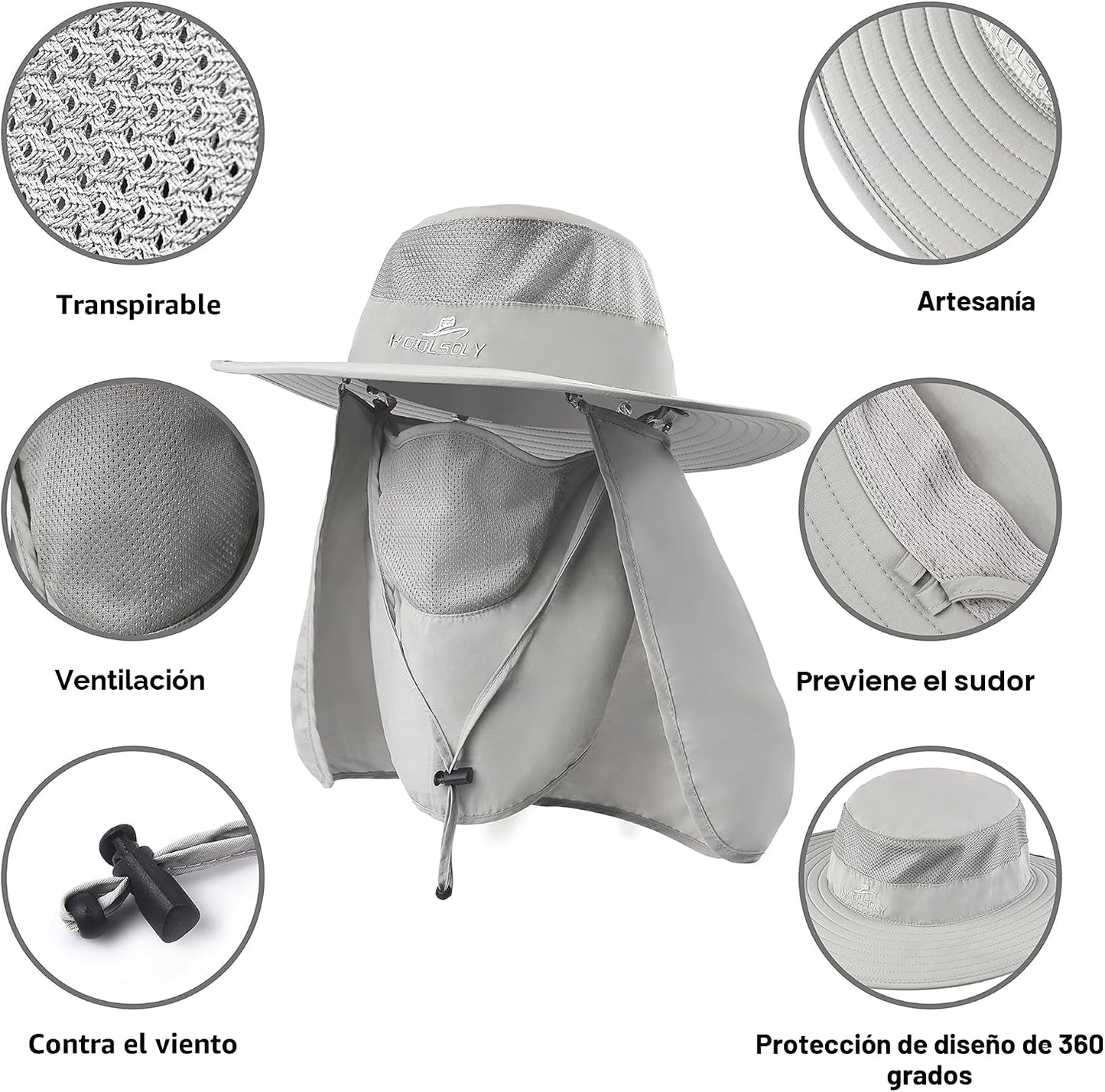 Sombrero de pesca, gorra para el sol con protección solar UPF 50+ y...