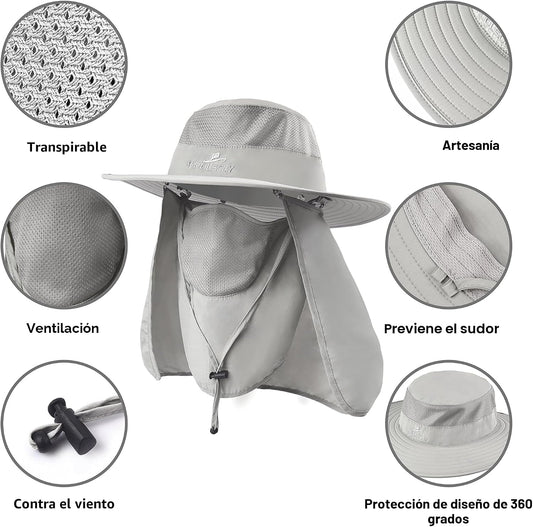 Sombrero de pesca, gorra para el sol con protección solar UPF 50+ y...