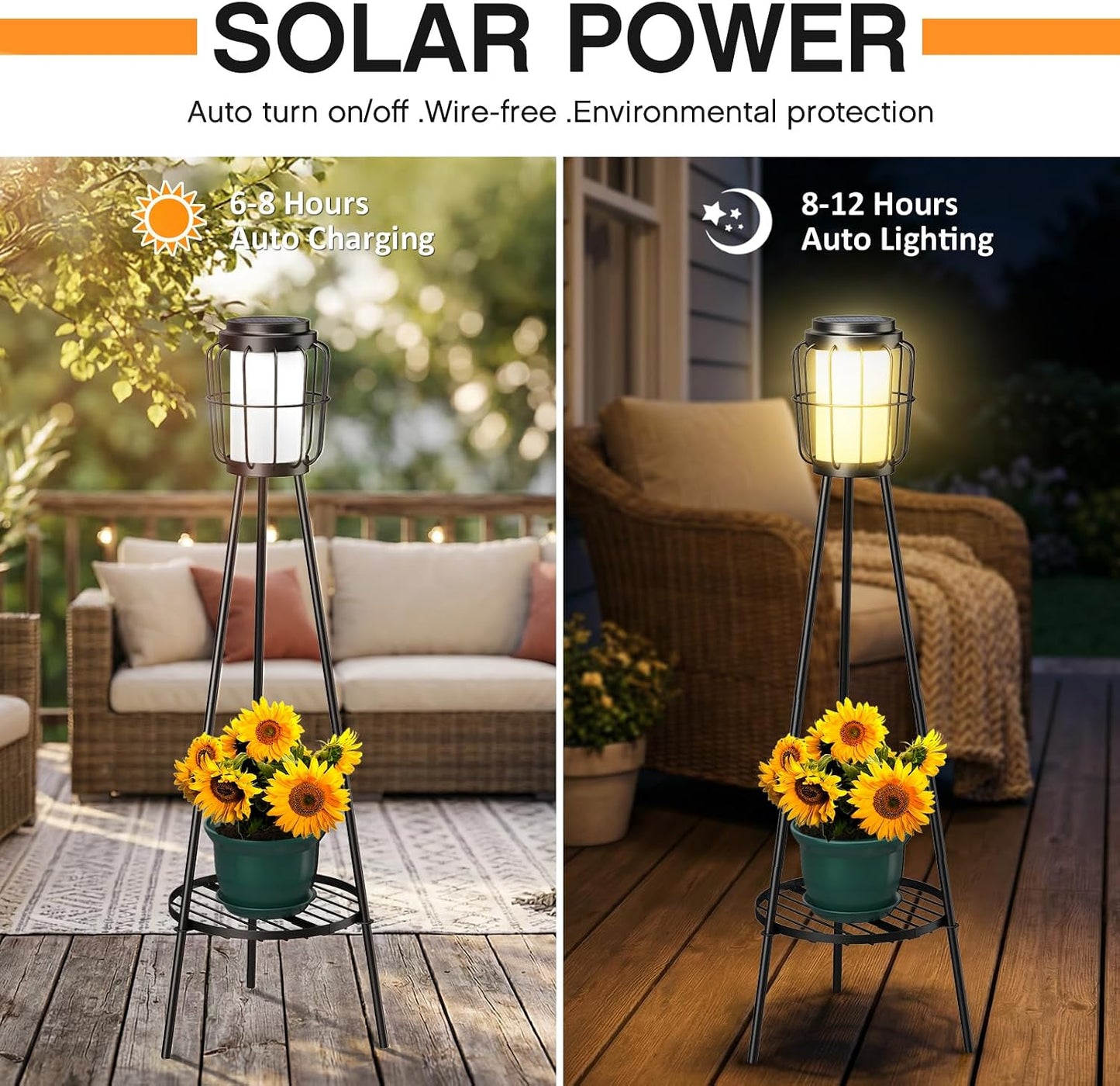 Paquete de 2 luces solares para exteriores con soportes para planta...