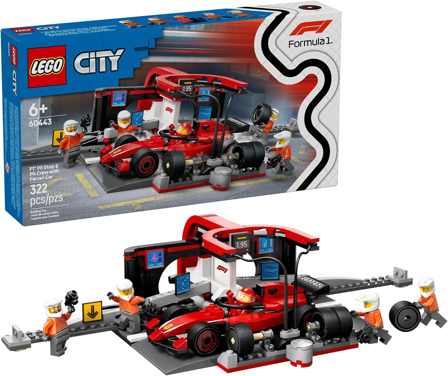 LEGO City F1 Pit Stop &amp; Pit Crew con juguete de coche Ferrari \...
