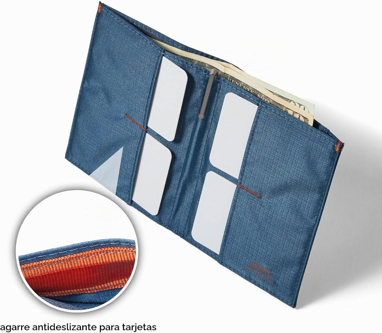 Allett Monedero 2.0, bloqueo RFID delgado (nailon, azul índigo) | C...