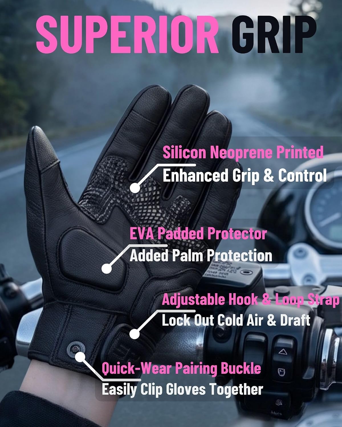 Guantes completos de motocicleta para mujer, con nudillos reforzado...