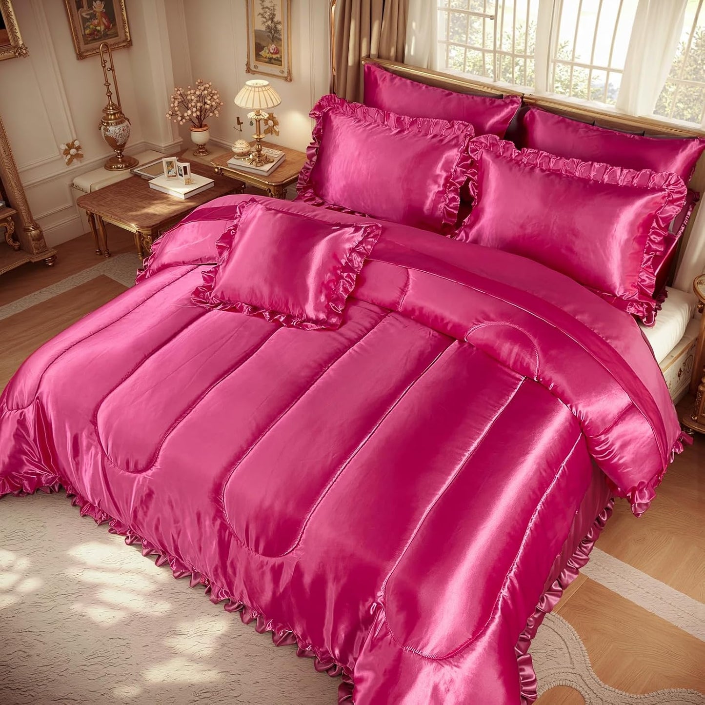 Bedding_Dreamer Juego de cama tamaño queen de satén en una bolsa, j...