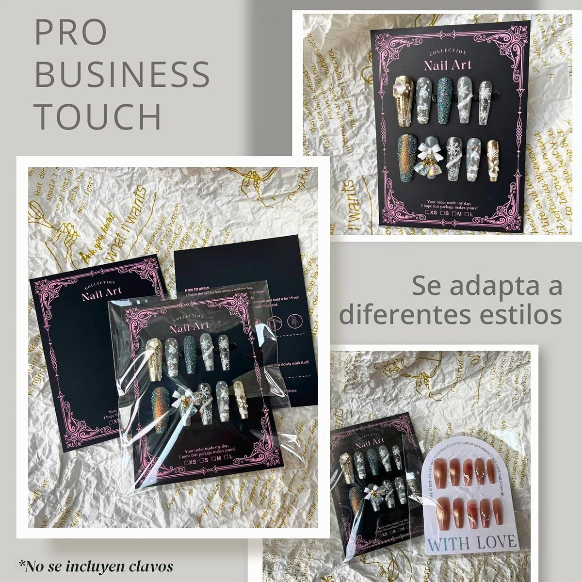 Kit de embalaje de uñas a presión para uñas largas, 50 tarjetas de...