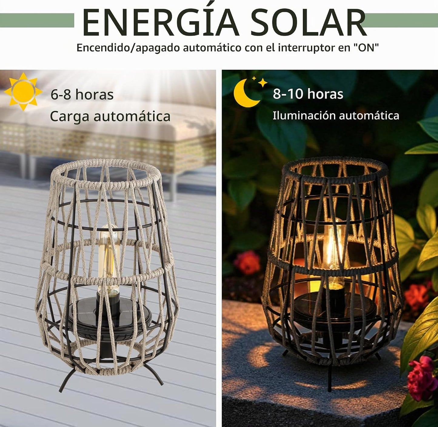 TRIROCKS Juego de 2 Faroles Solares para Exteriores Lámpara de Mesa...