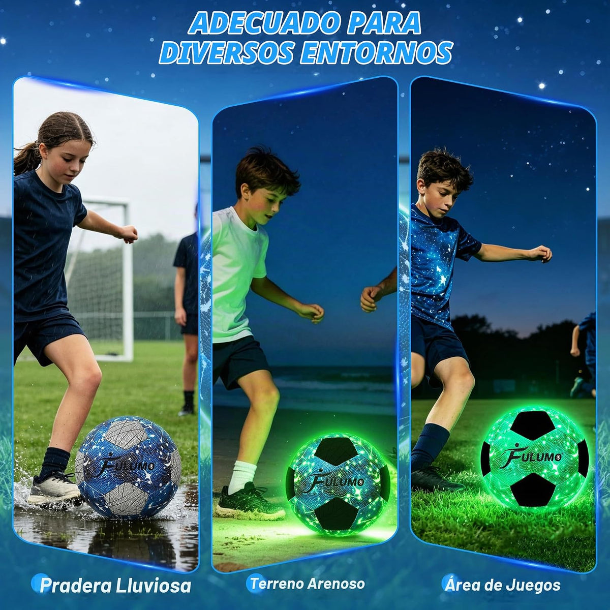 FULUMO Balón de fútbol que brilla en la oscuridad tamaño 5\/4 con b...